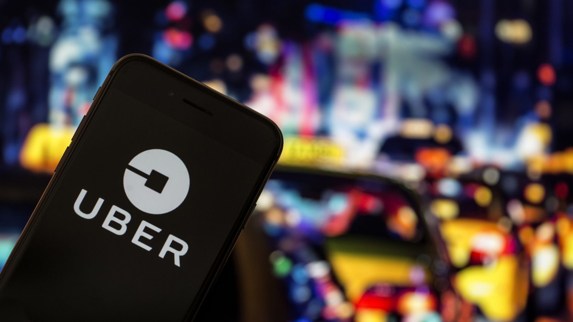 The Uber app on a cellphone.