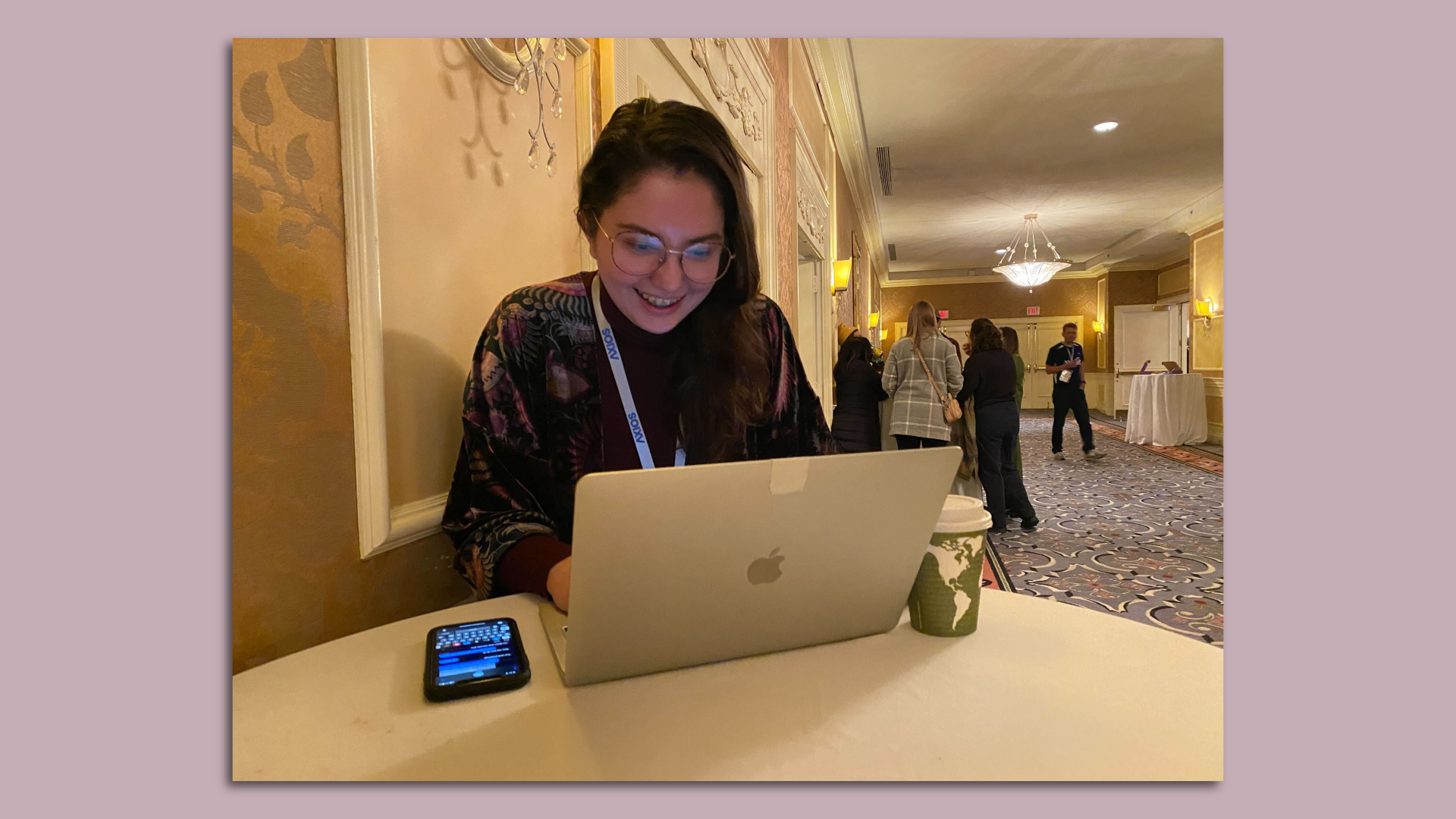 Image of Axios' cyber reporter purchasing Beyoncé tickets at the retreat