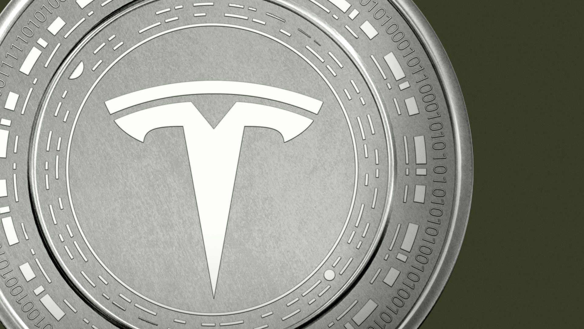 Illustration of Bitcoin with the Tesla logo