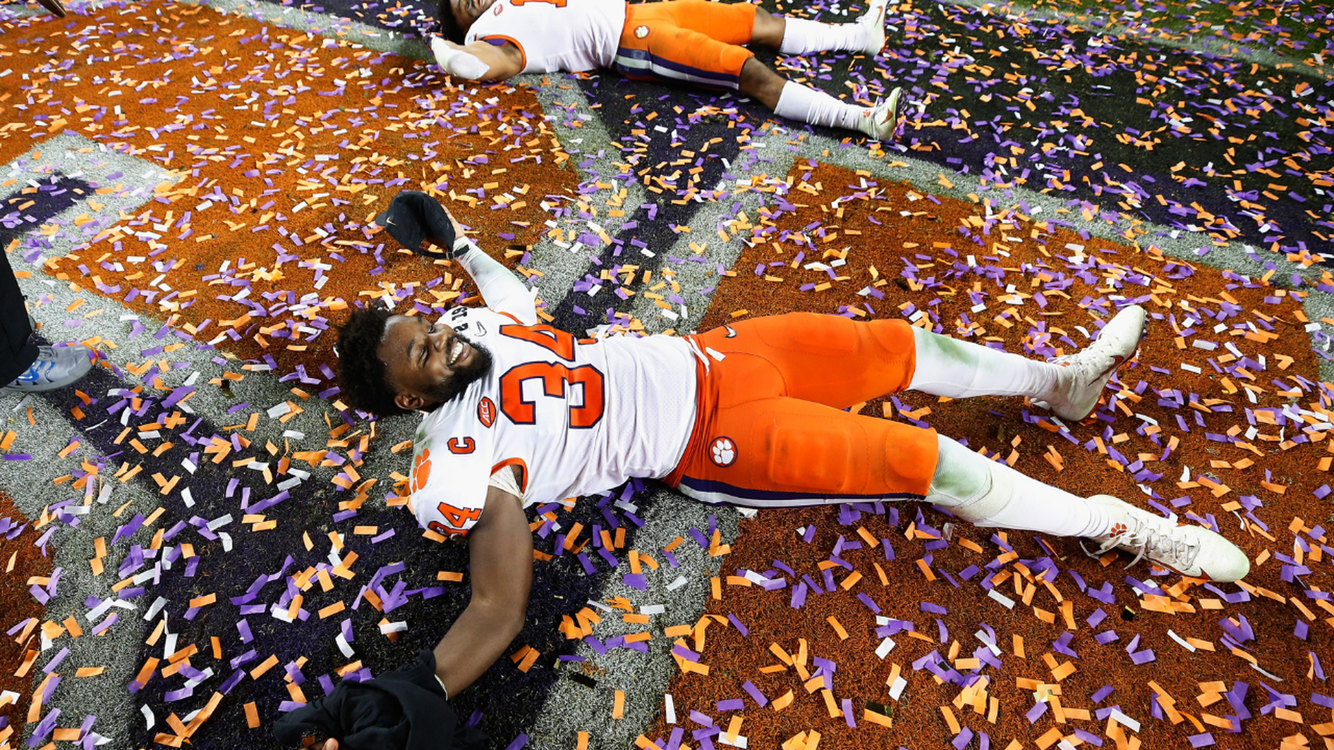 Clemson player — joy of victory