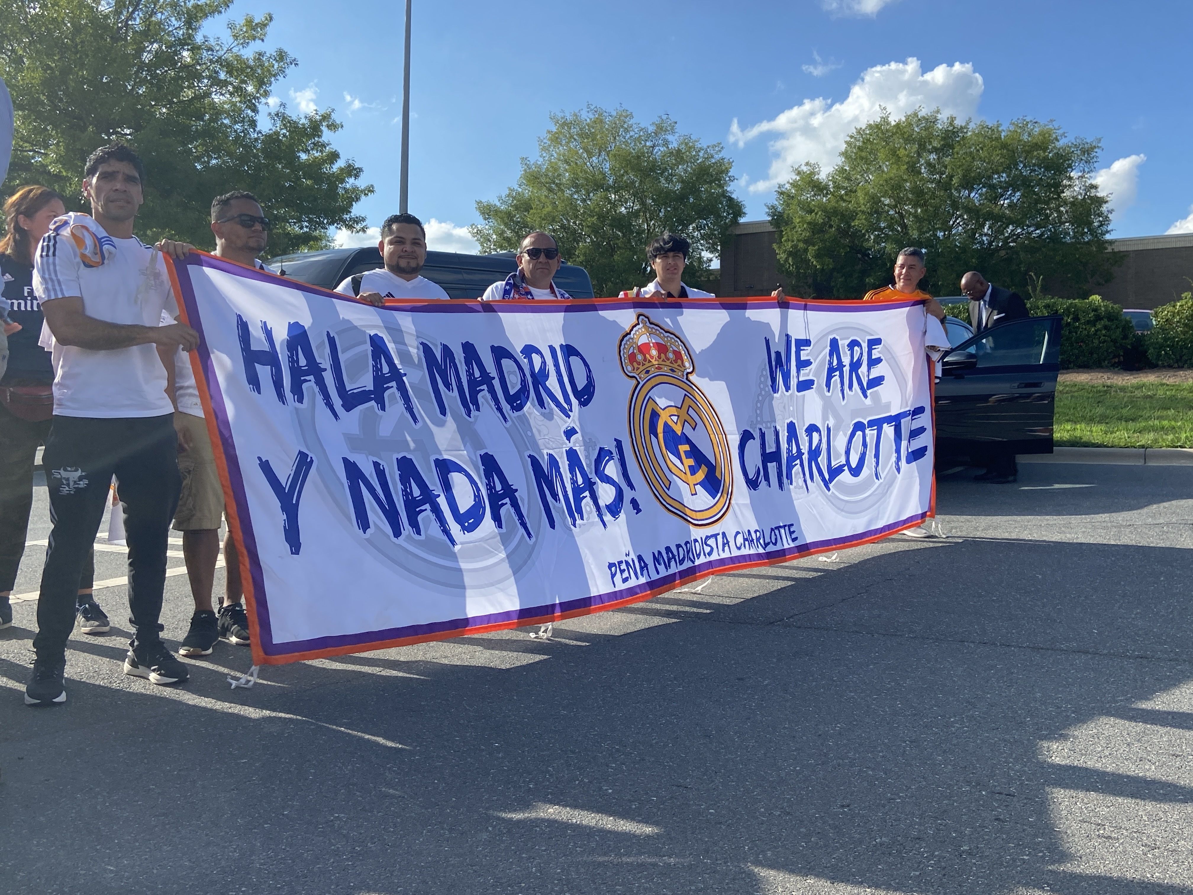 Real Madrid supporters at Charlotte FC's training facility ahead of Real Madrid's training session in Charlotte. 