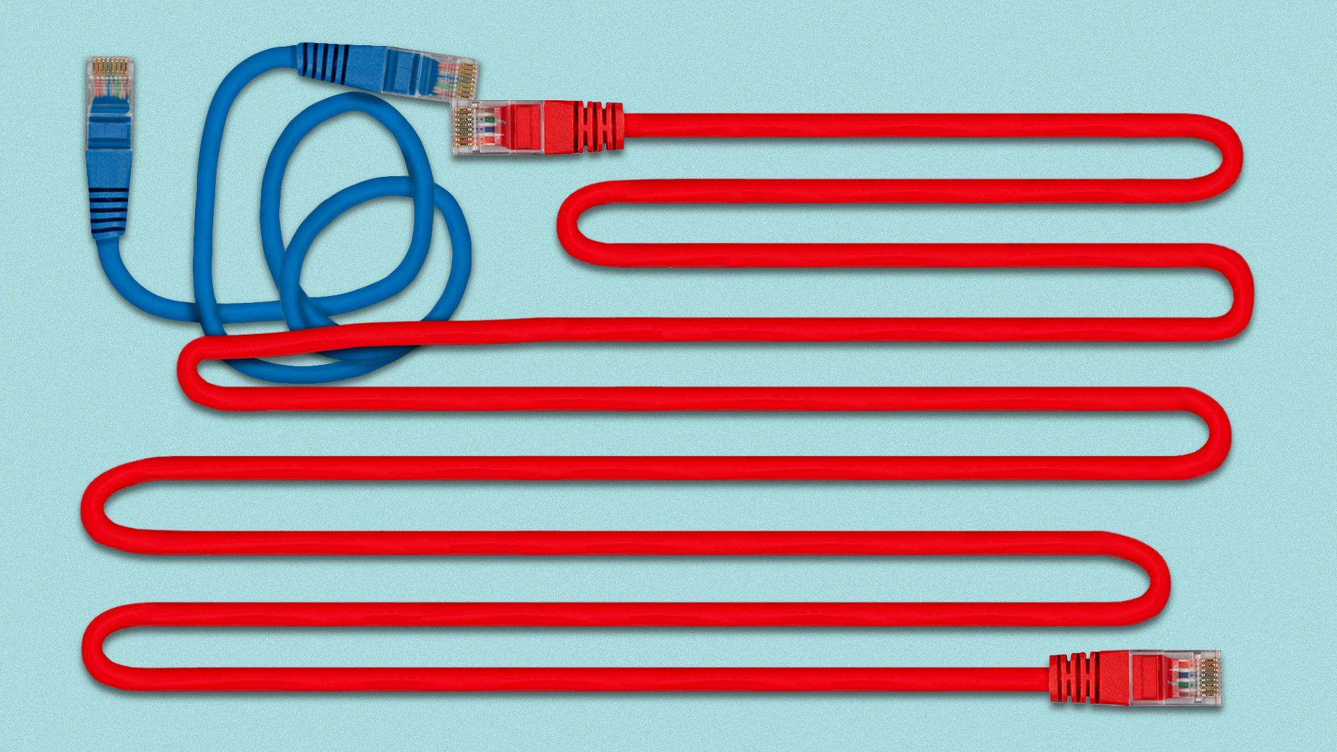 Illustration of ethernet cables arranged to look like the U.S. flag