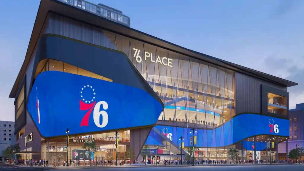 A rendering of the Sixers' proposed arena.  