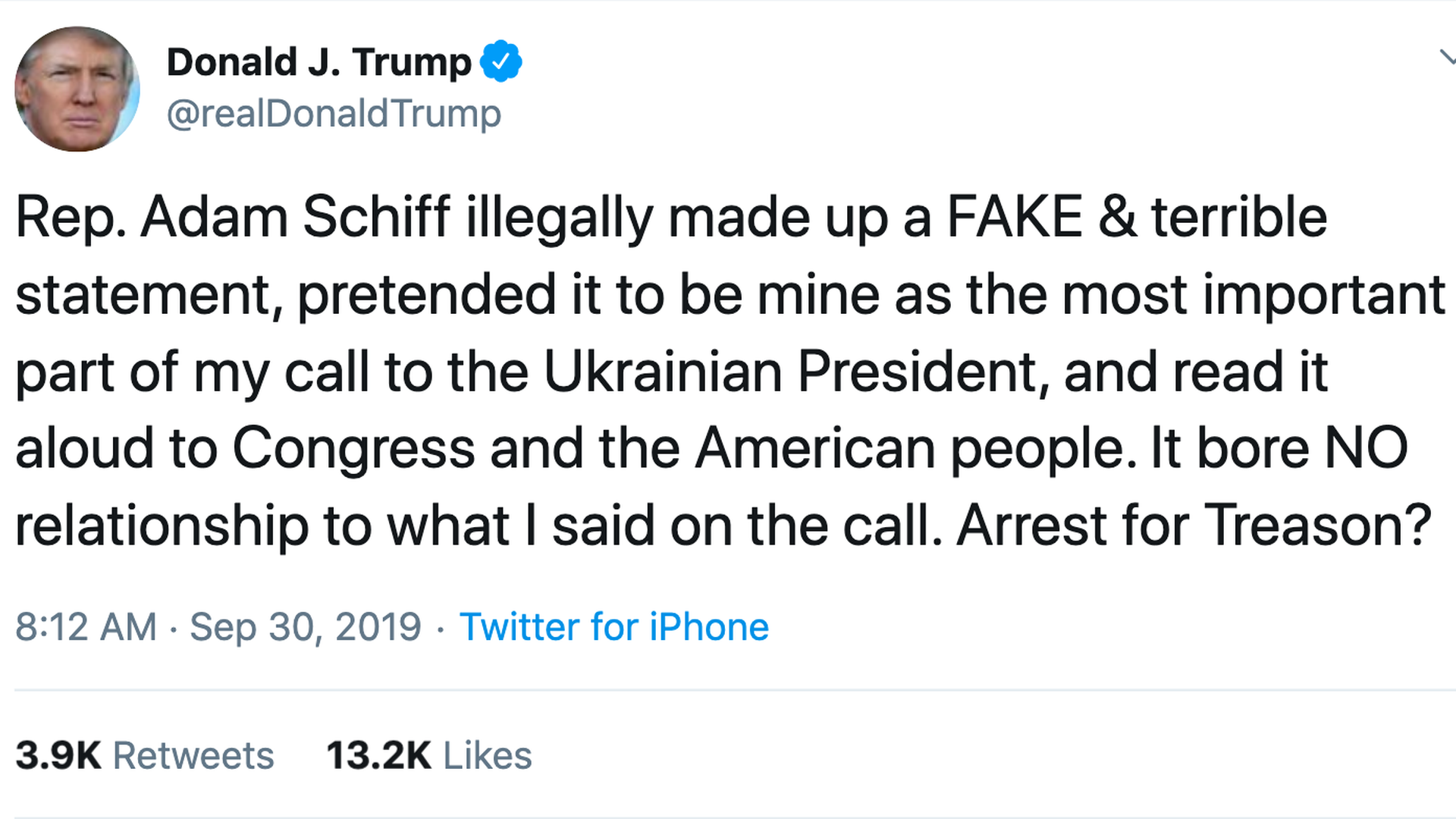 President Trump's tweet.