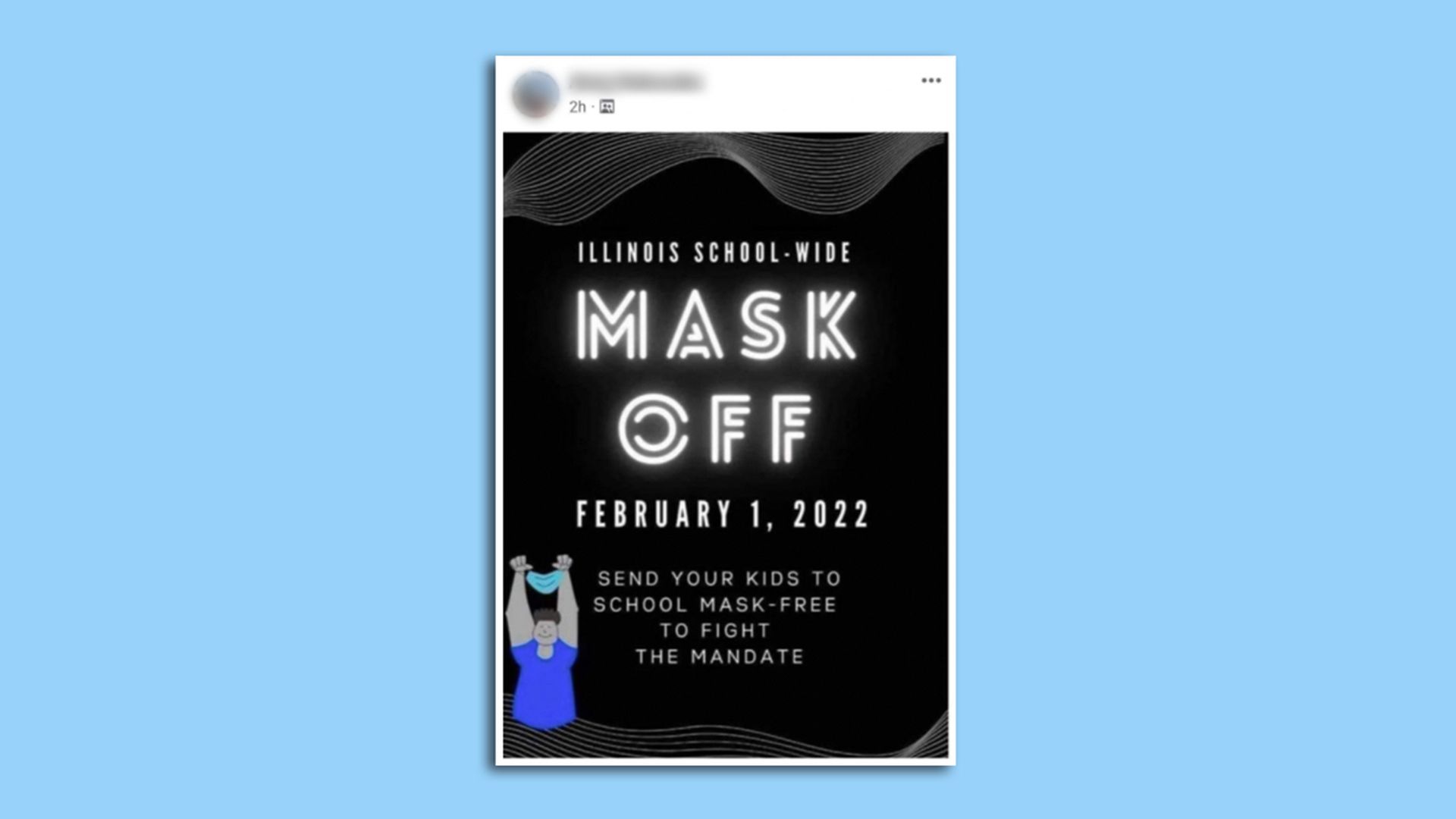 Photo of a poster with the words "Mask Off" 