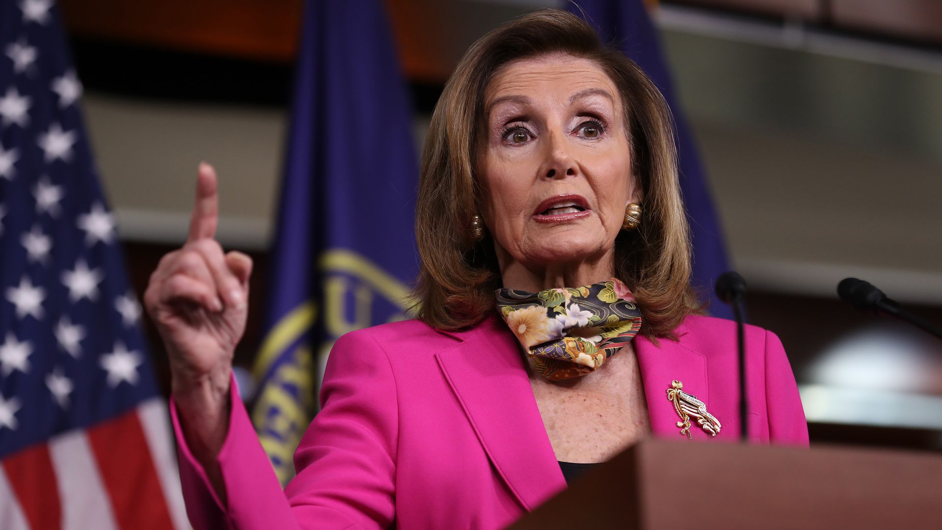 Speaker of the House Nancy Pelosi (D-CA) talks to reporters during her weekly news conference