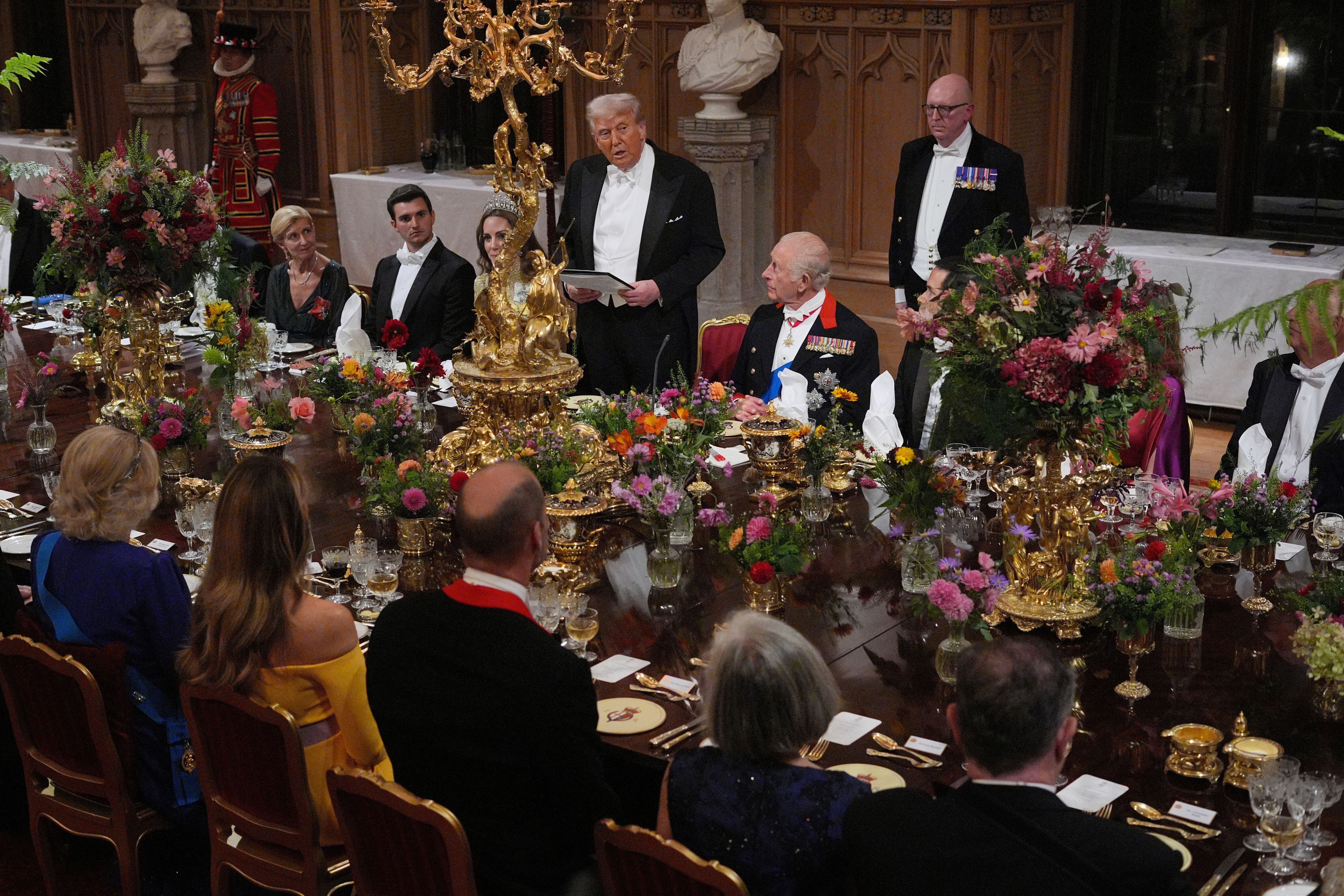 President Trump speaks at last night's State Banquet at Windsor Castle.