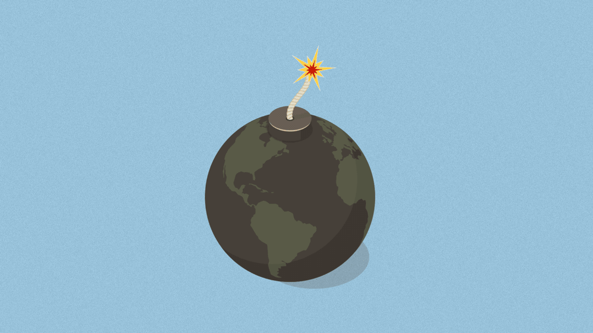 Illustration of the world as a bomb that almost explodes
