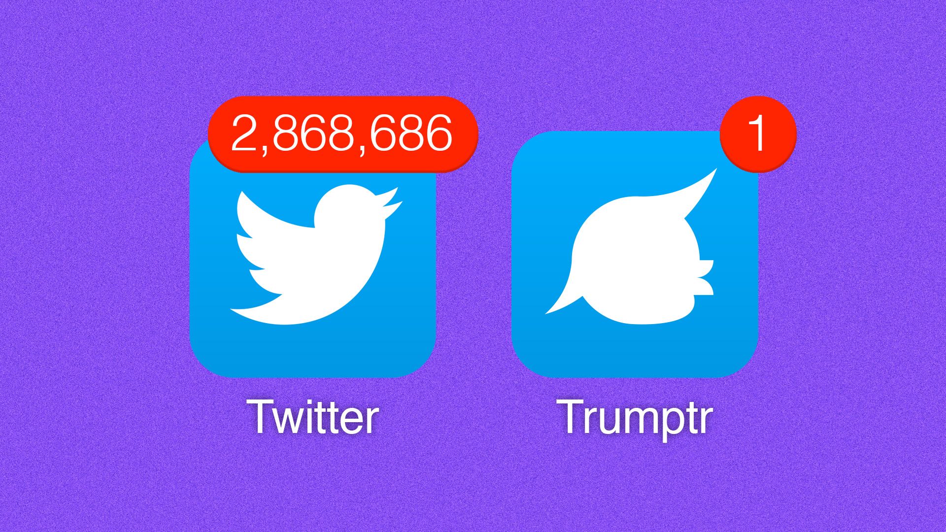 Here's an illustration of what a Trump social network would look like, next to Twitter's button
