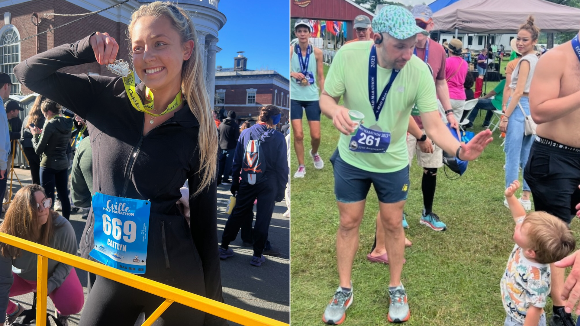 Teammates Caitlyn Kunisch, left, and Daniel Romero, are running in the Philly Marathon.