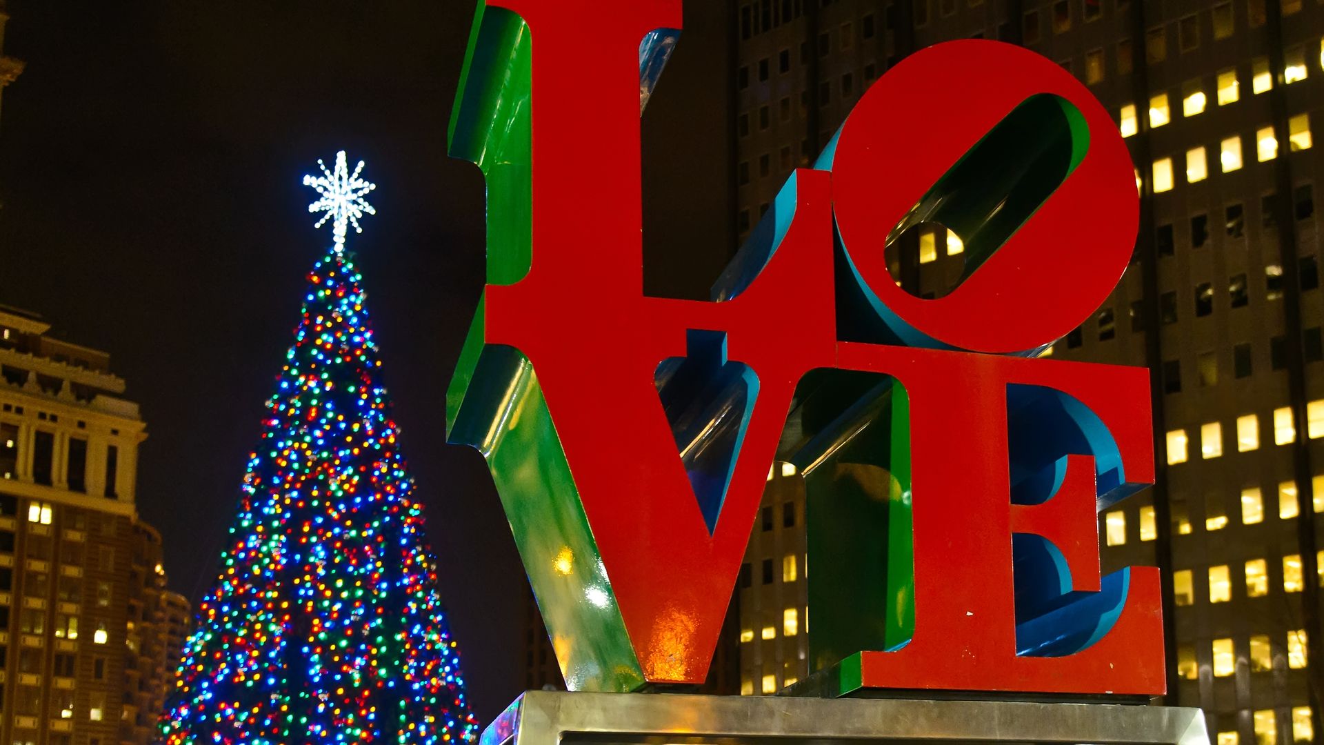 Christmas tree at Love Park in Philadelphia.