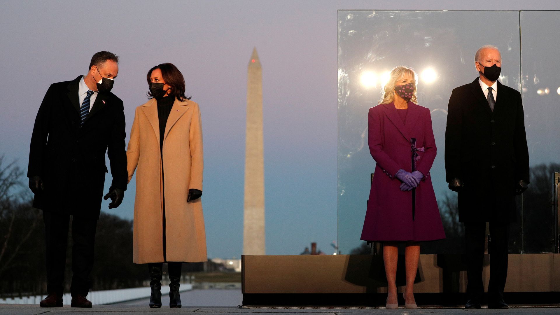 Kamala Harris and Doug Emhoff, Jill Biden and Joe Biden