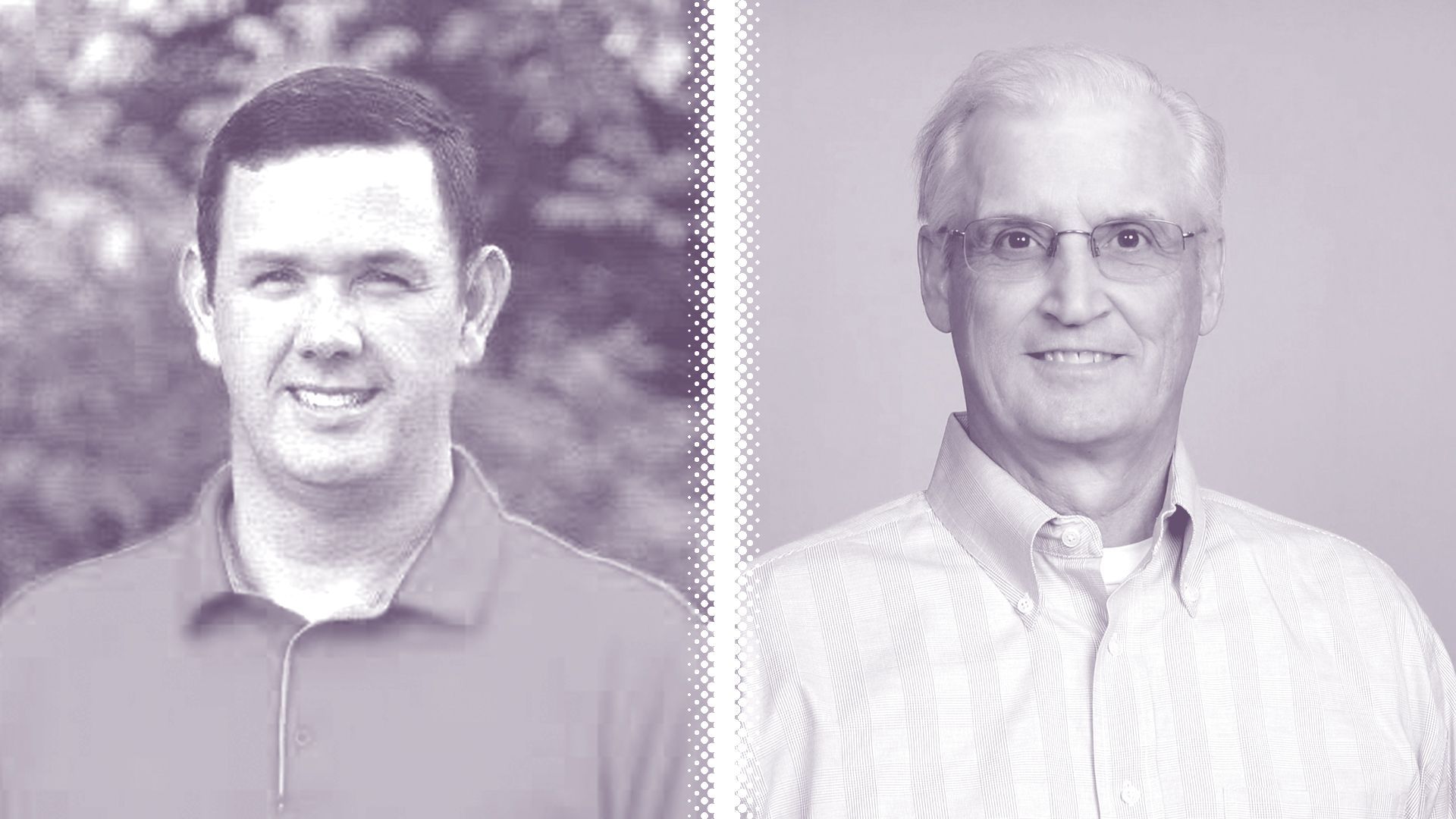 Photo illustration of Chris Moore and Rodney Judy.