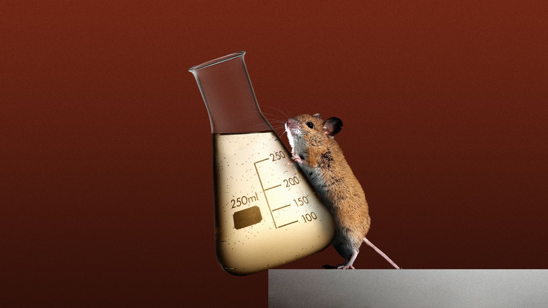Illustration of a mouse pushing a beaker off a counter.