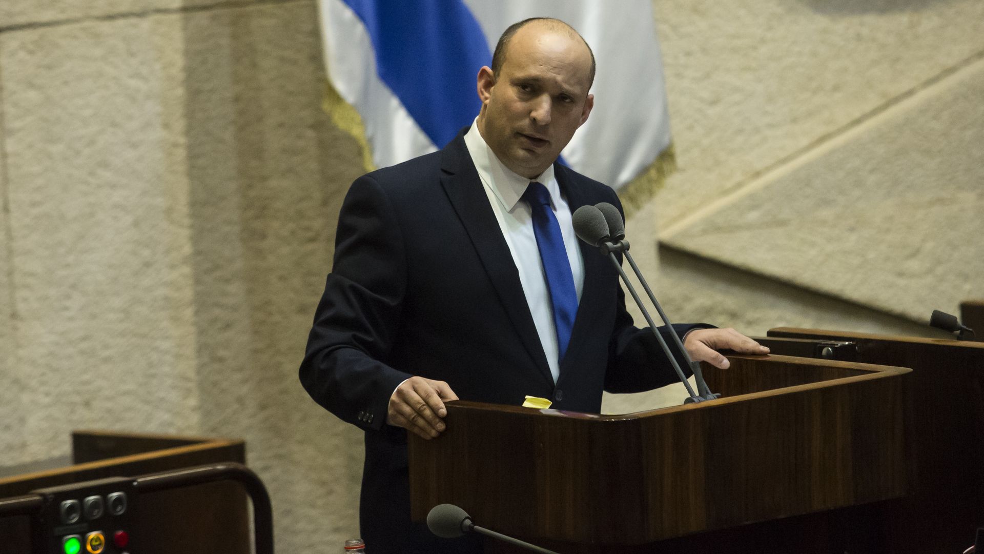 Israeli Prime Minister Naftali Bennett speaks before parliament.