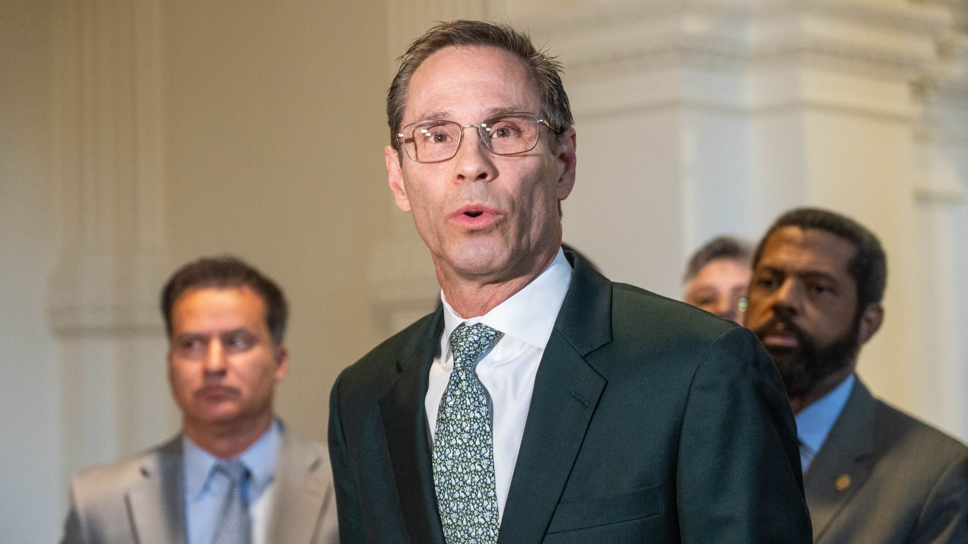 Nathan Johnson speaks at a press conference