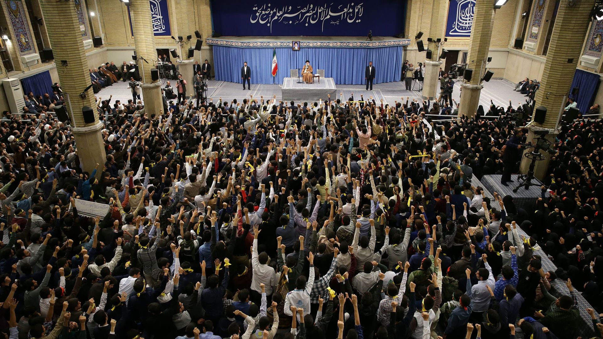 Iranian Supreme Leader Ayatollah Ali Khamanei makes a speech on Iran hostage crisis