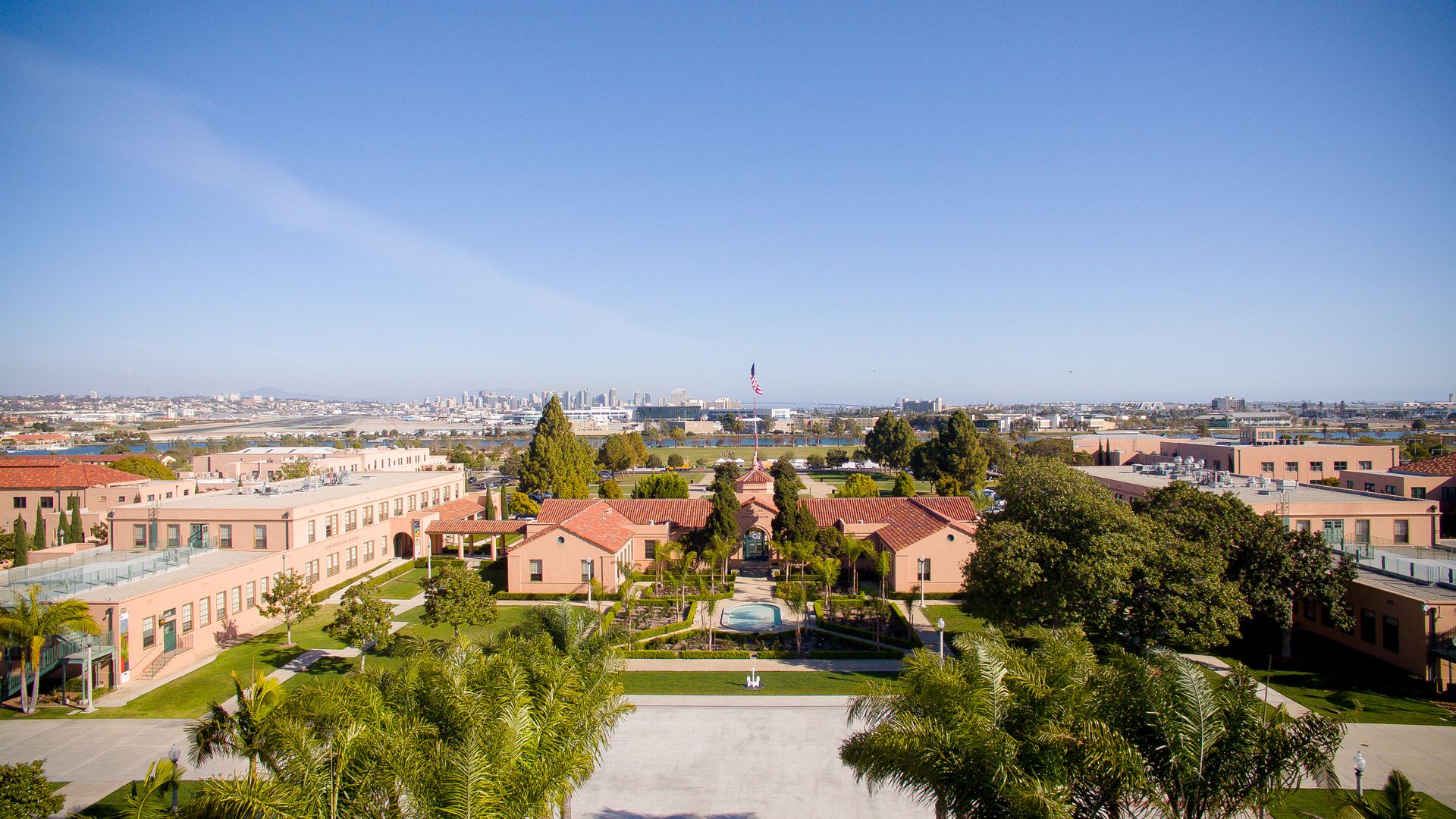An aerial view of Liberty Station. 