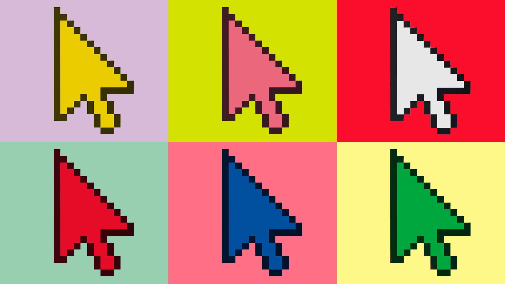 Illustration of a series of cursors rendered as an Andy Warhol style image