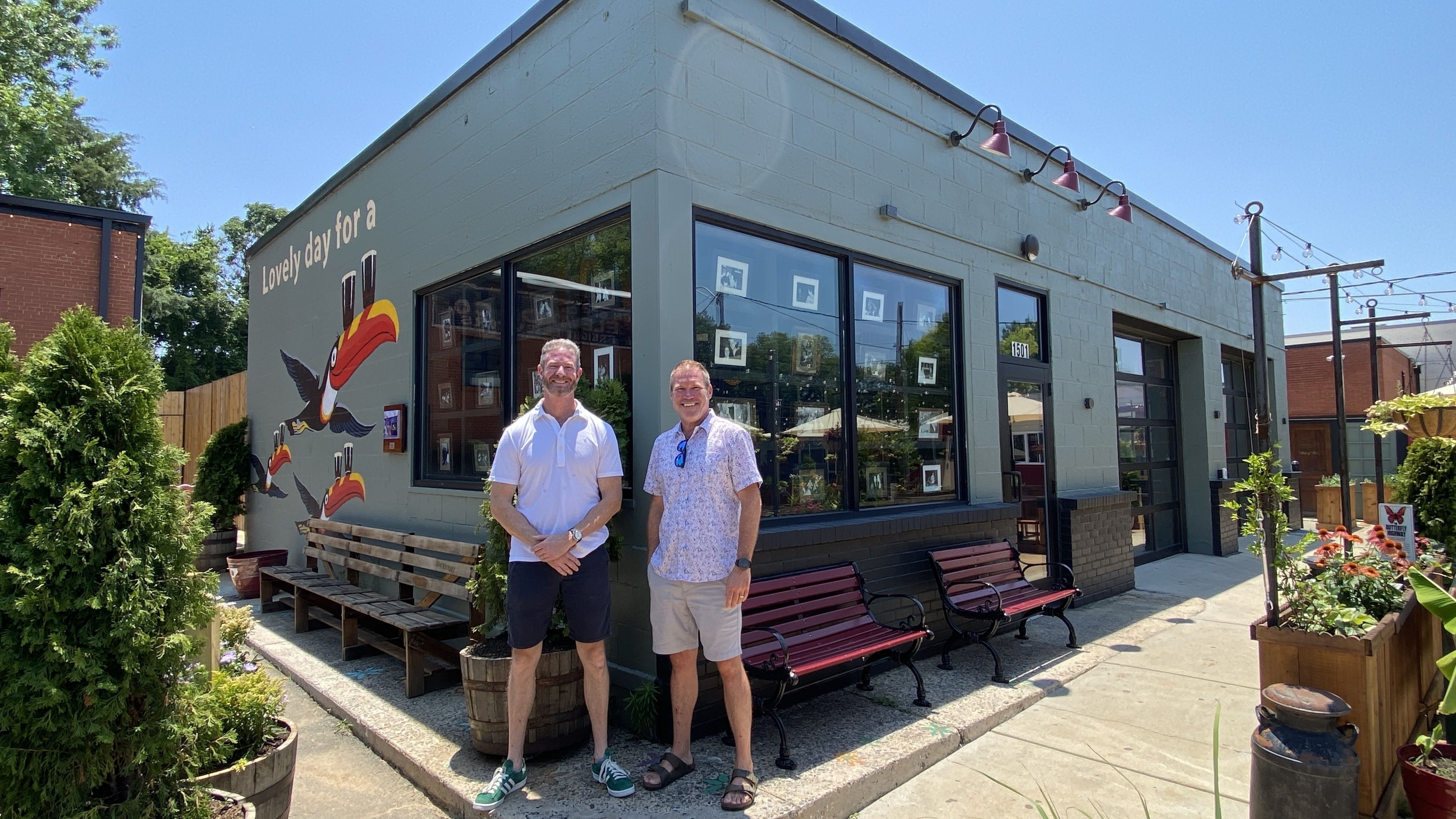 Owners Tommy Timmins and Maynard Goble stand outside Tyber Creek. 