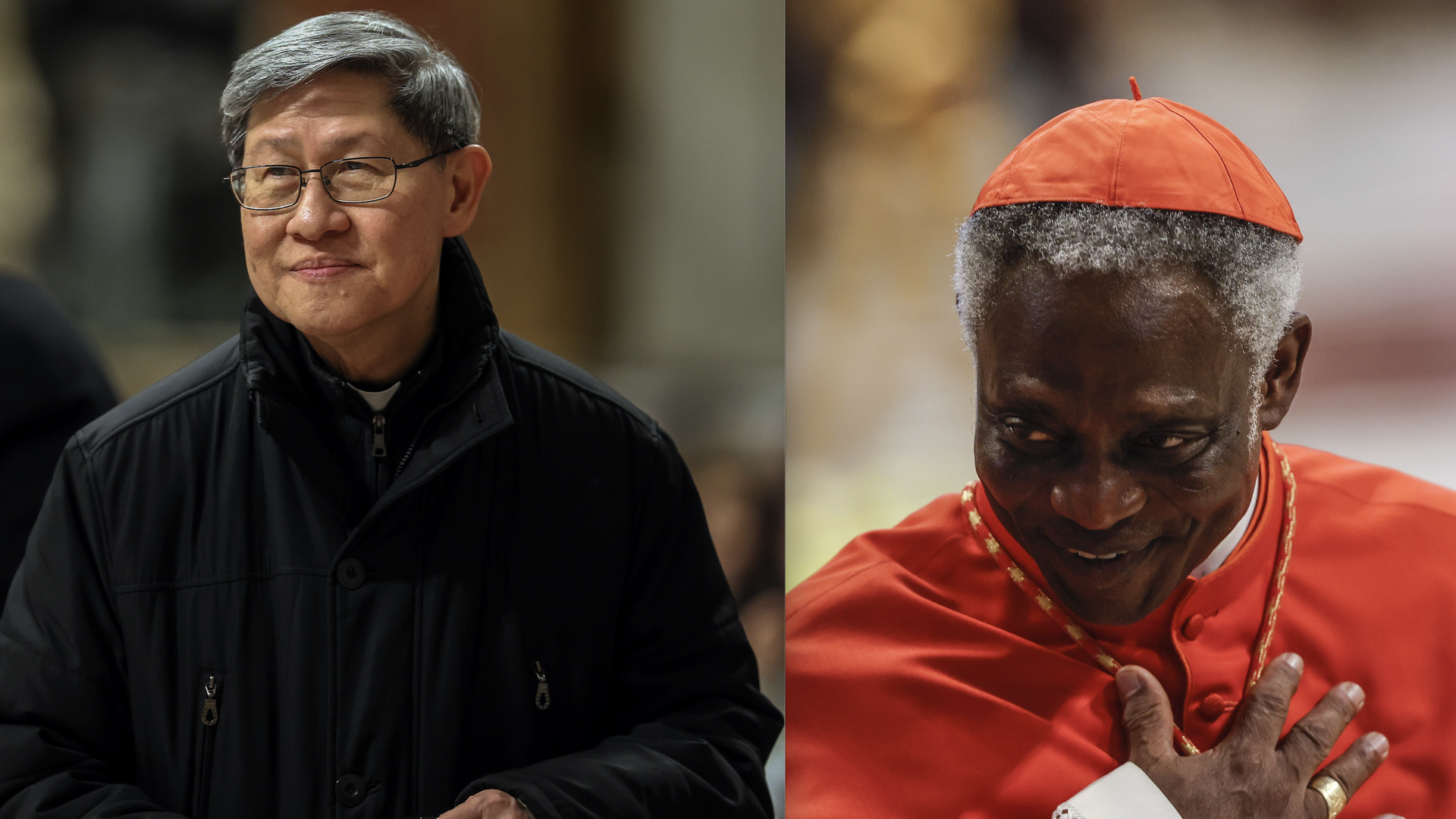 Philippine Cardinal Luis Antonio Gokim Tagle and Ghanaian cardinal Peter Kodwo Appiah Turkson