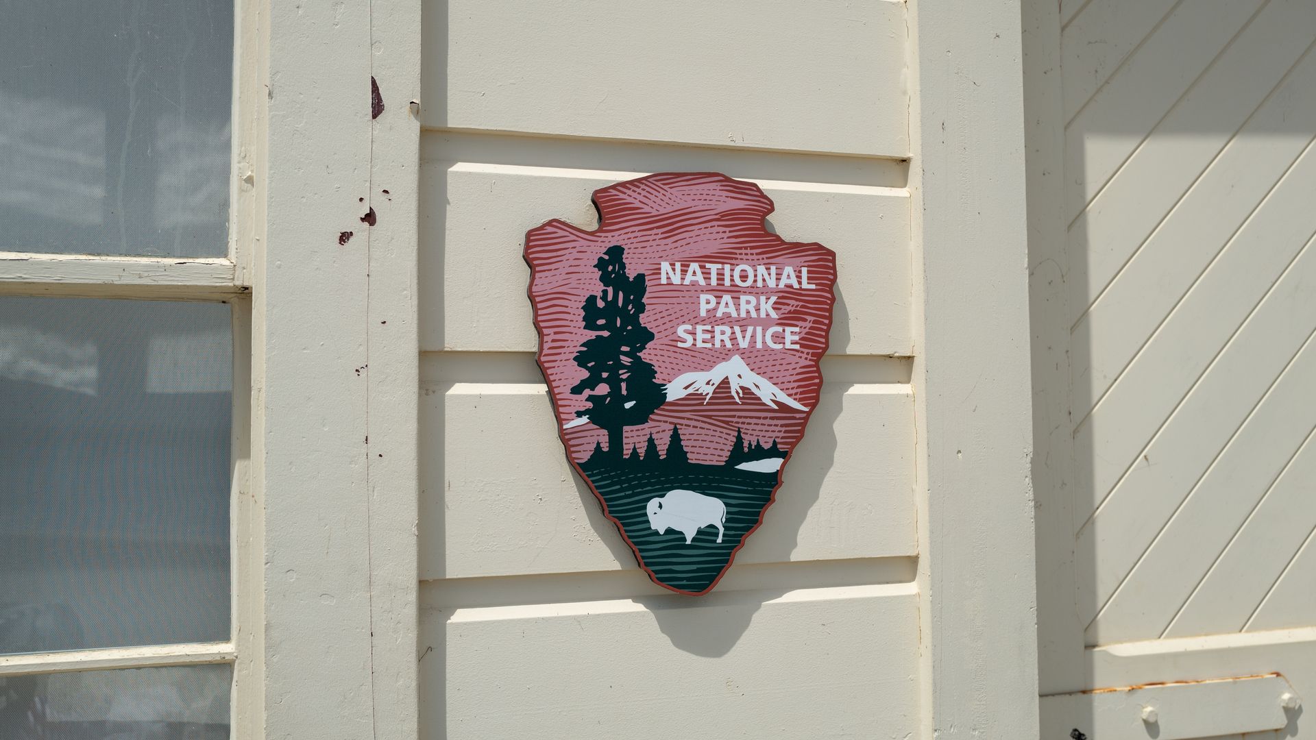 The National Park Service logo on a building