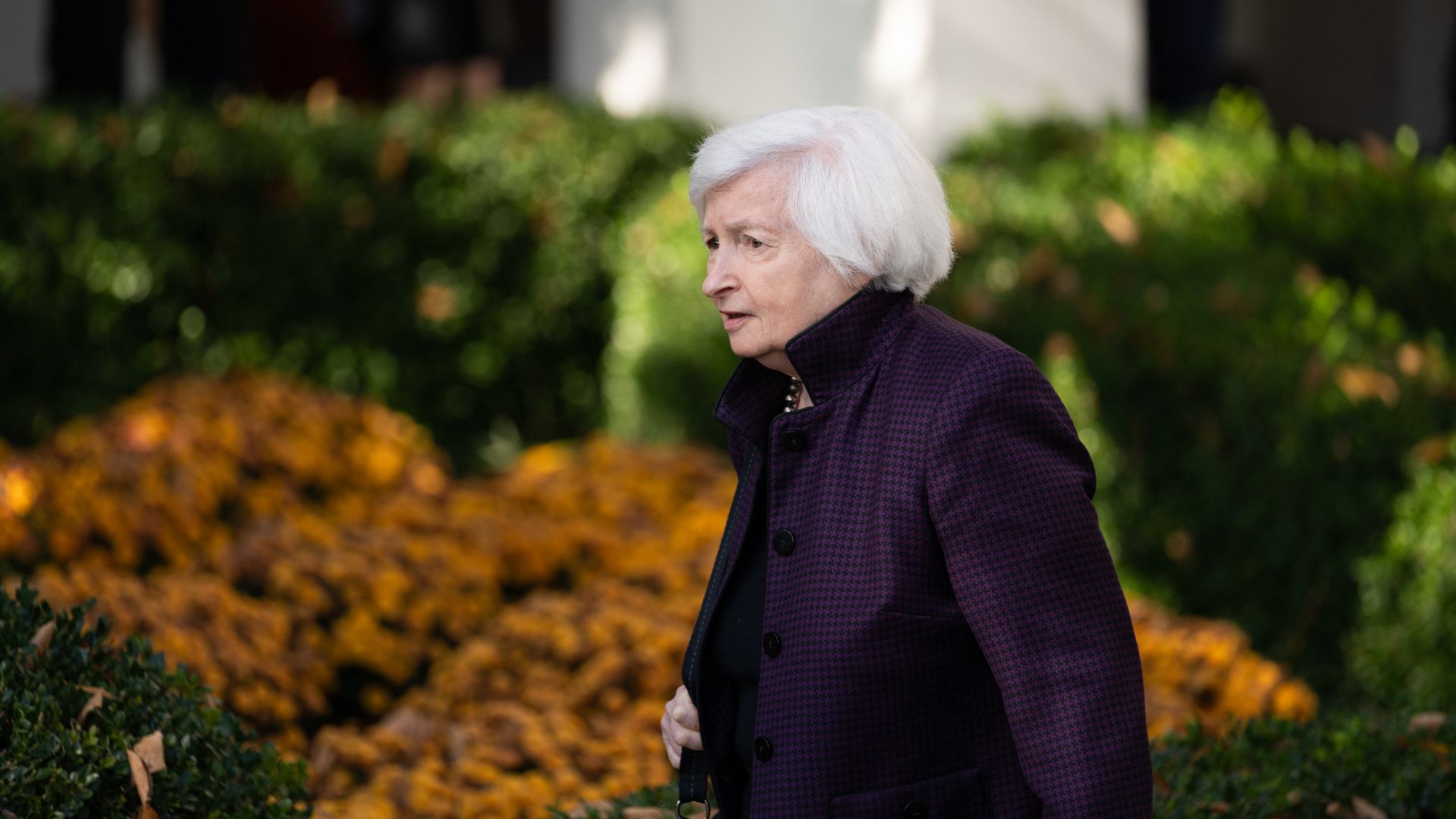 US Treasury Secretary Janet Yellen arrives ahead of US President Joe Biden address to the nation from the Rose Garden of the White House in Washington, DC, November 7, 2024, after Donald Trump won the presidential election. 