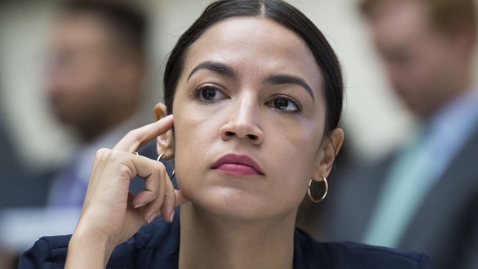 Alexandria Ocasio-Cortez, D-N.Y., attends a House Financial Services Committee hearing
