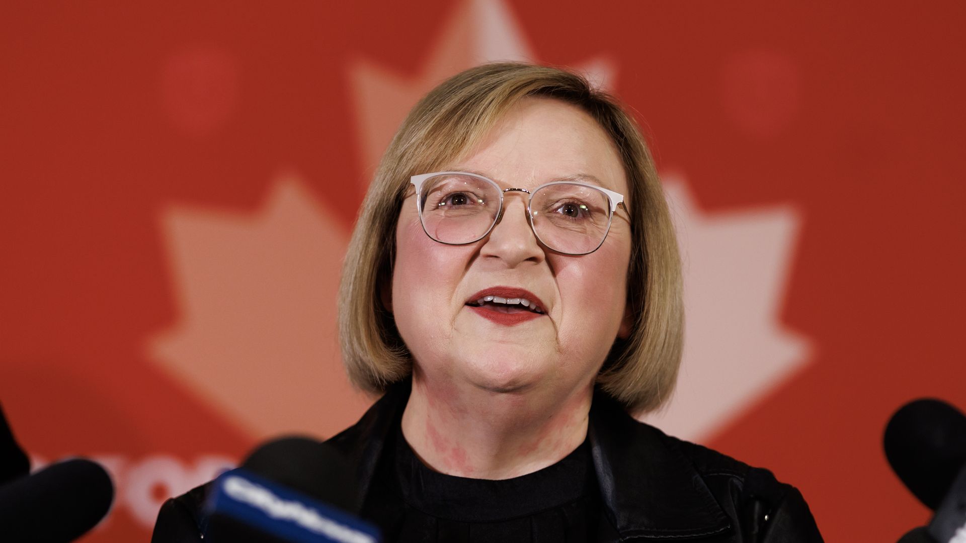Lana Payne, president of Unifor, during a press conference in Toronto, Ontario, Canada, on Tuesday, Oct. 10, 2023. 