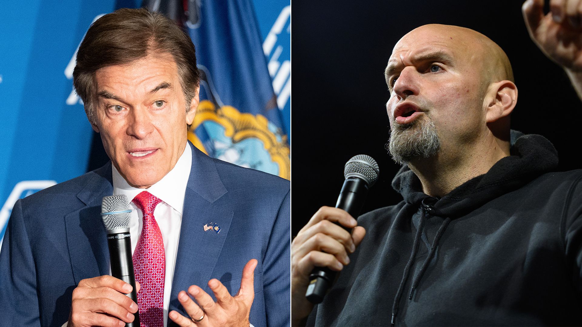 Photo of Mehmet Oz and John Fetterman. 