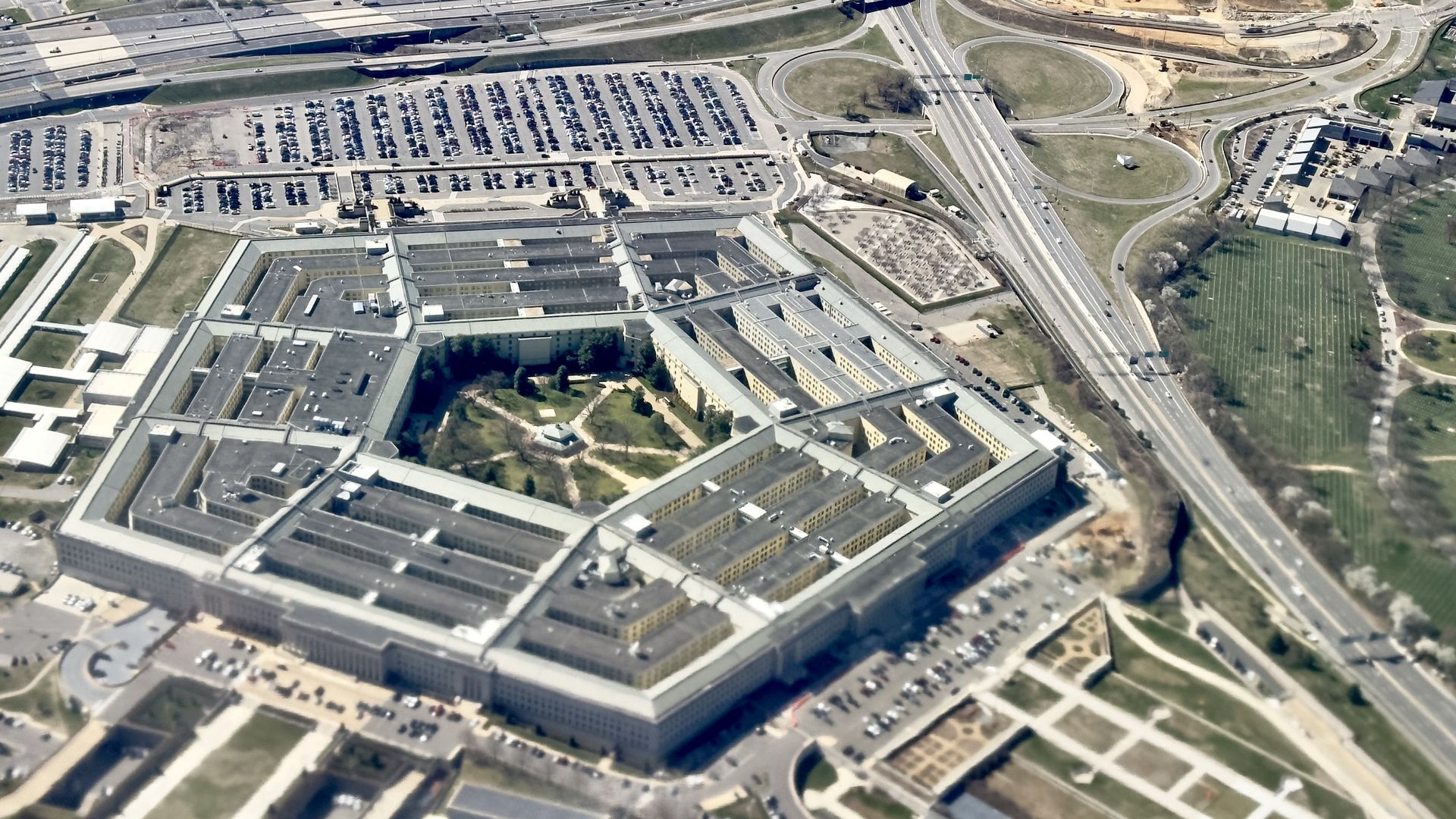  This aerial photograph taken on March 8, 2023 shows The Pentagon, the headquarters of the US Department of Defense, located in Arlington County, across the Potomac River from Washington, DC. 