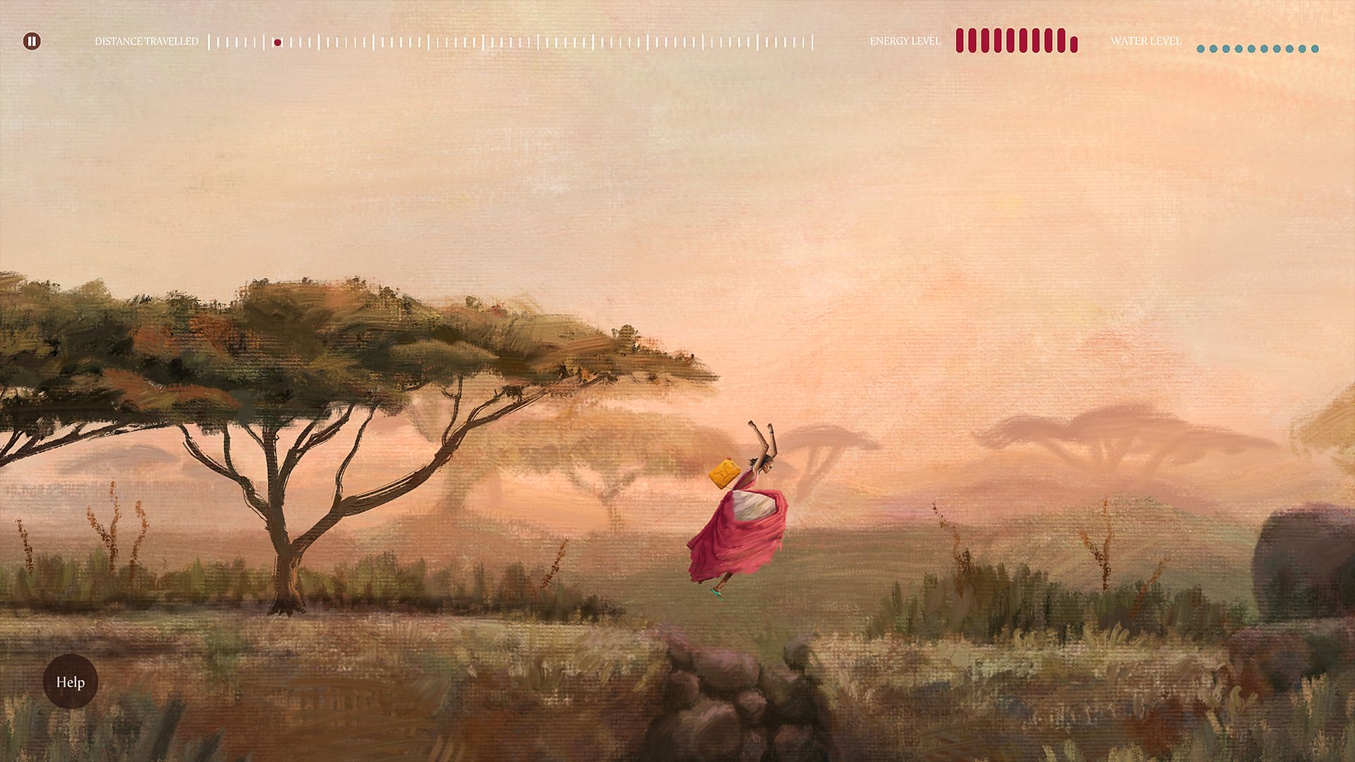 A screenshot of the game This Is A True Story, which shoes a woman jumping over a pit.