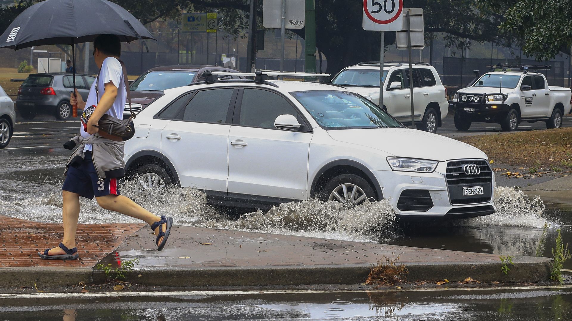 Rain falls on January 17, 2020 in Sydney, Australia. A severe thunderstorm warning has been issued for some parts of Sydney as the city experiences its wettest day in four months.