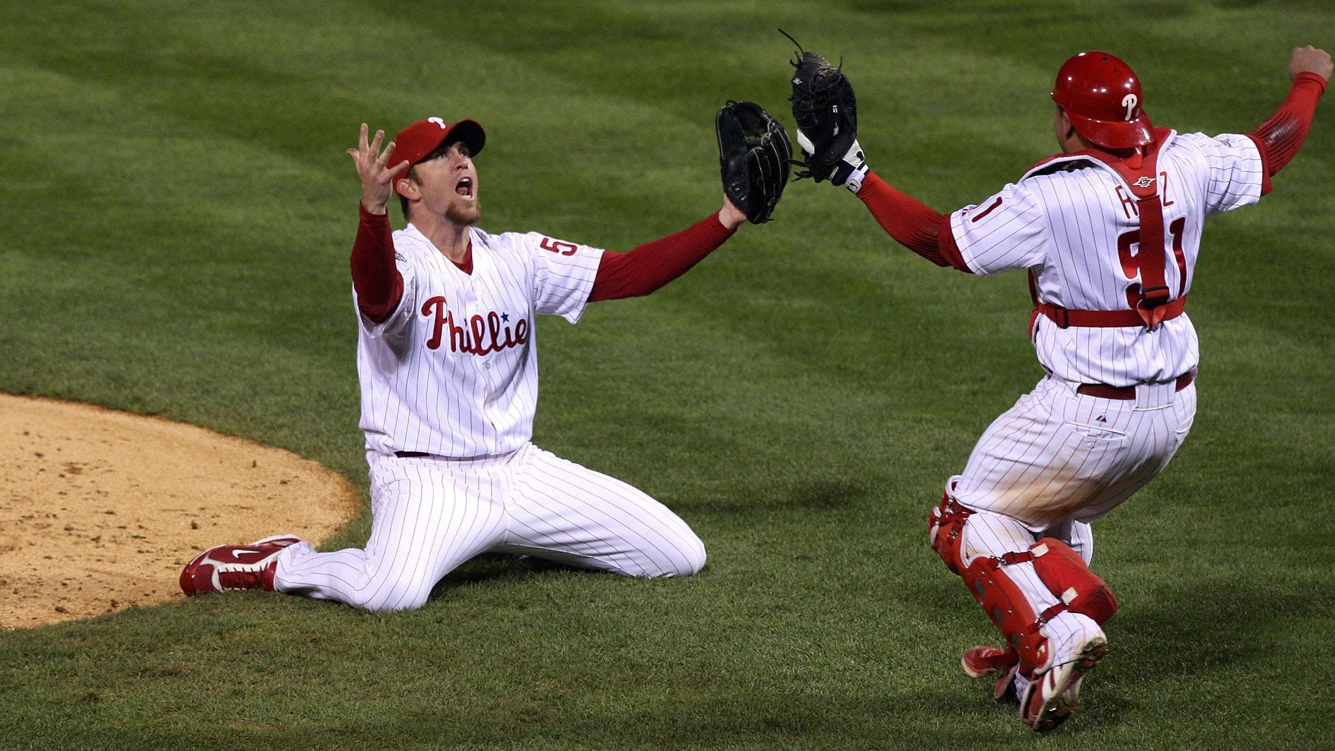 Phillies celebrating