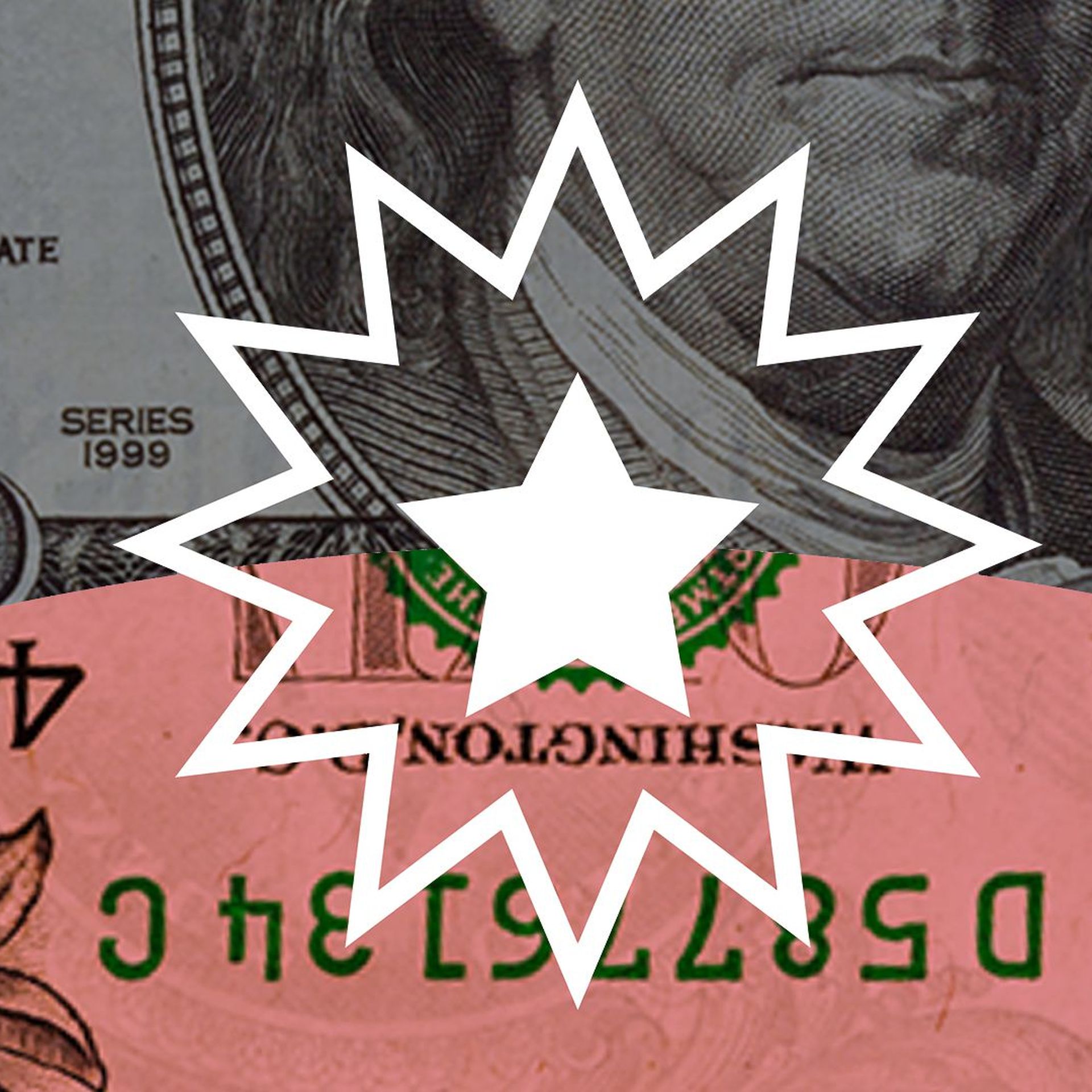 Illustration of the Juneteenth flag made from U.S. money 