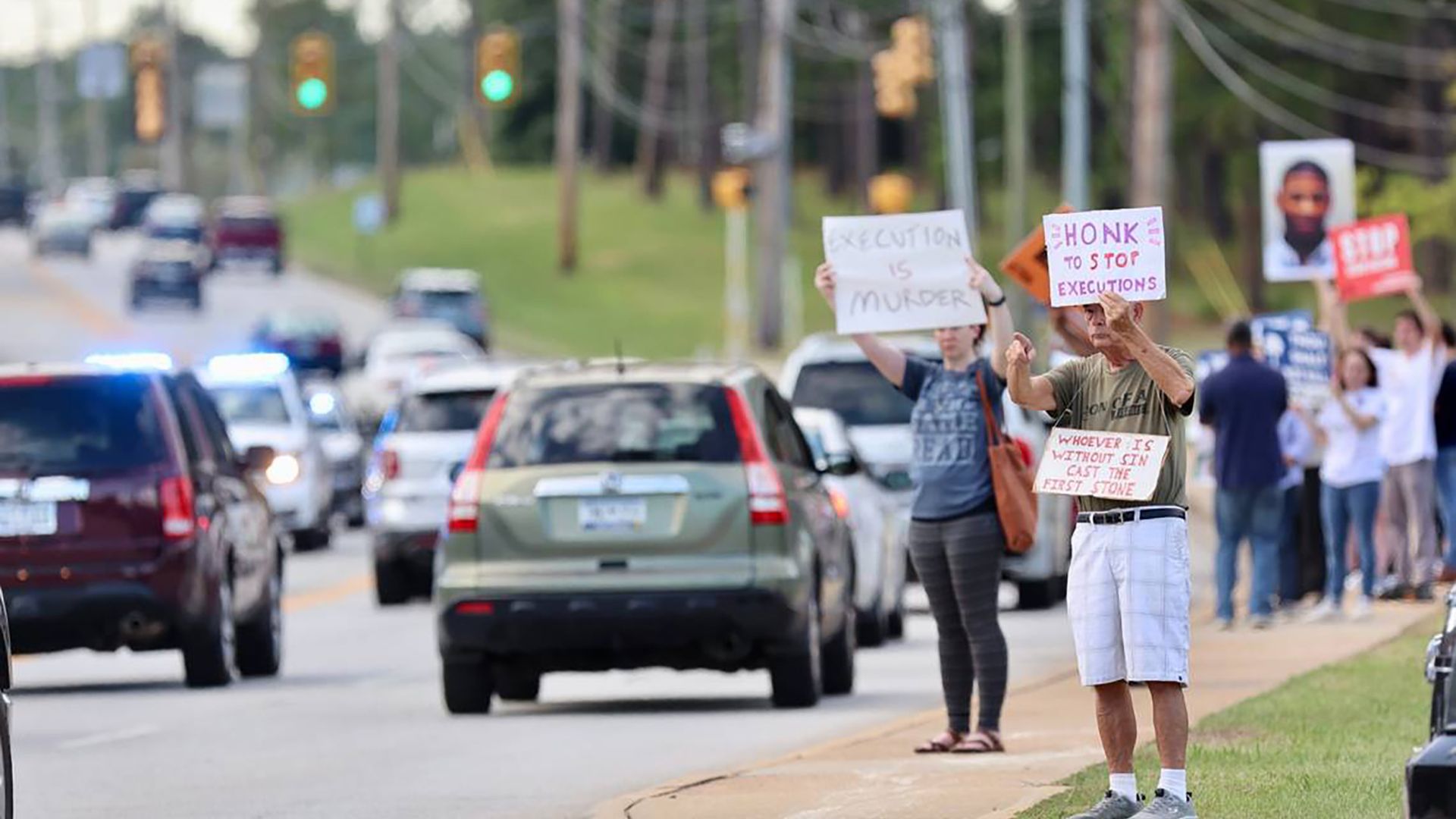 Protestors demonstrate against the use of capital punishment