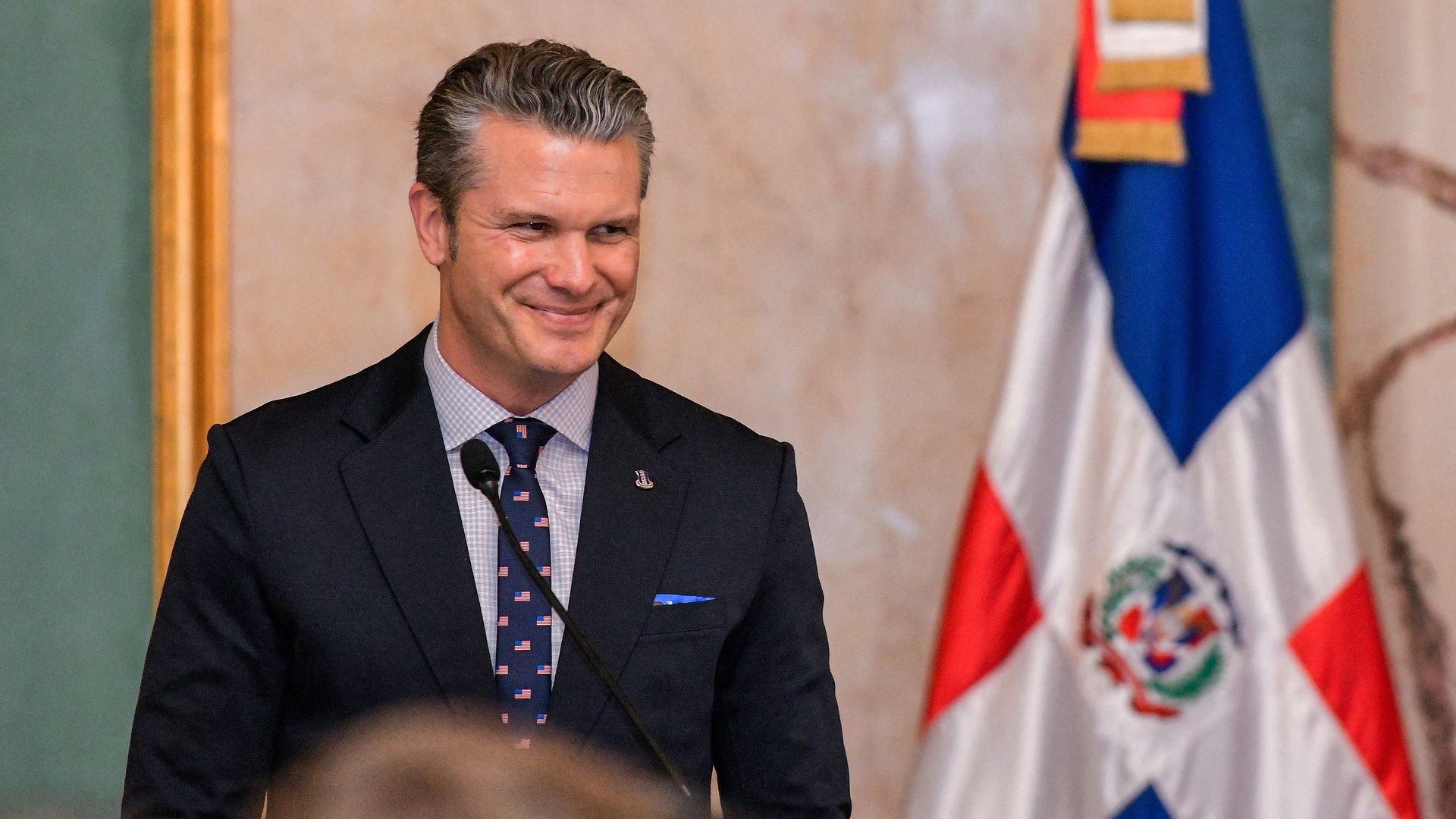 Secretary of Defense Pete Hegseth speaks at a press conference at the Dominican National Palace in Santo Domingo on Nov. 26.  