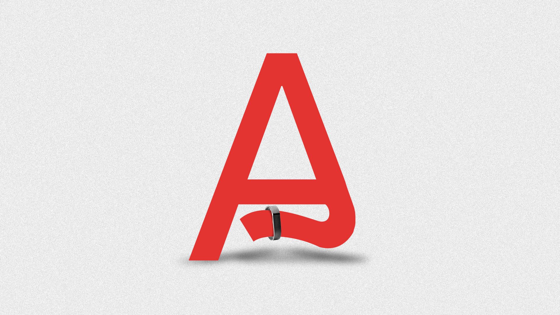 Illustration of the A from the Alphabet logo, the right-side diagonal stroke of the letter A has a Fitbit on it and is being held up as if the A is looking at it.