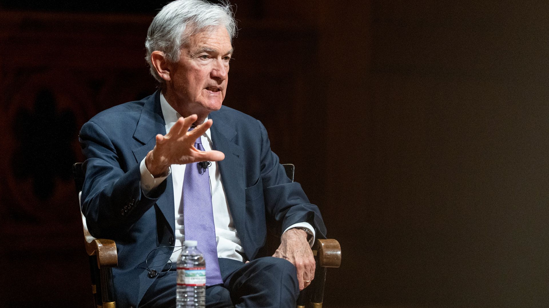 Jerome Powell, chairman of the US Federal Reserve, during a moderated conversation at Harvard University in Cambridge, Massachusetts, US,