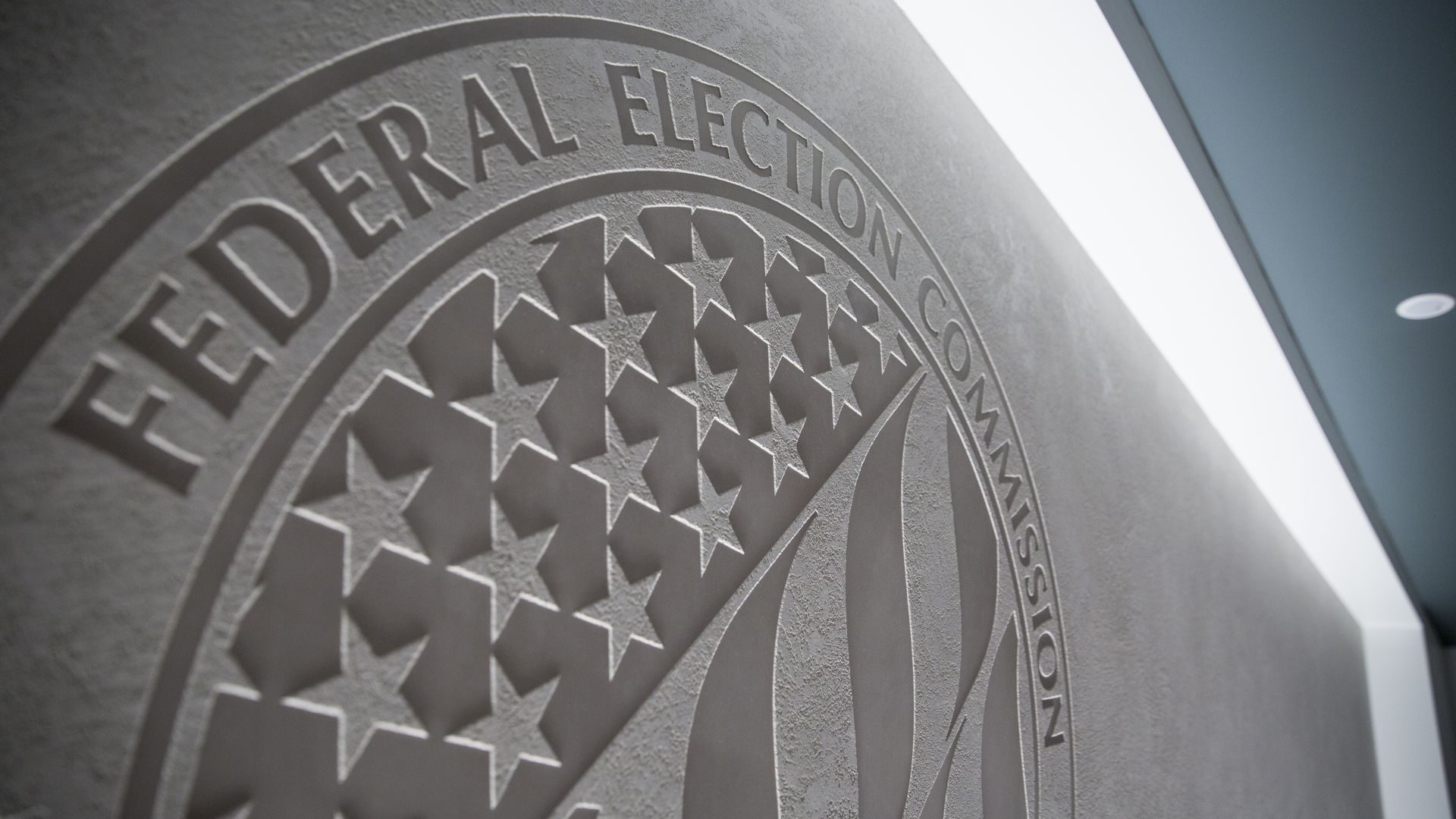 A photo of the seal of the Federal Election Commission
