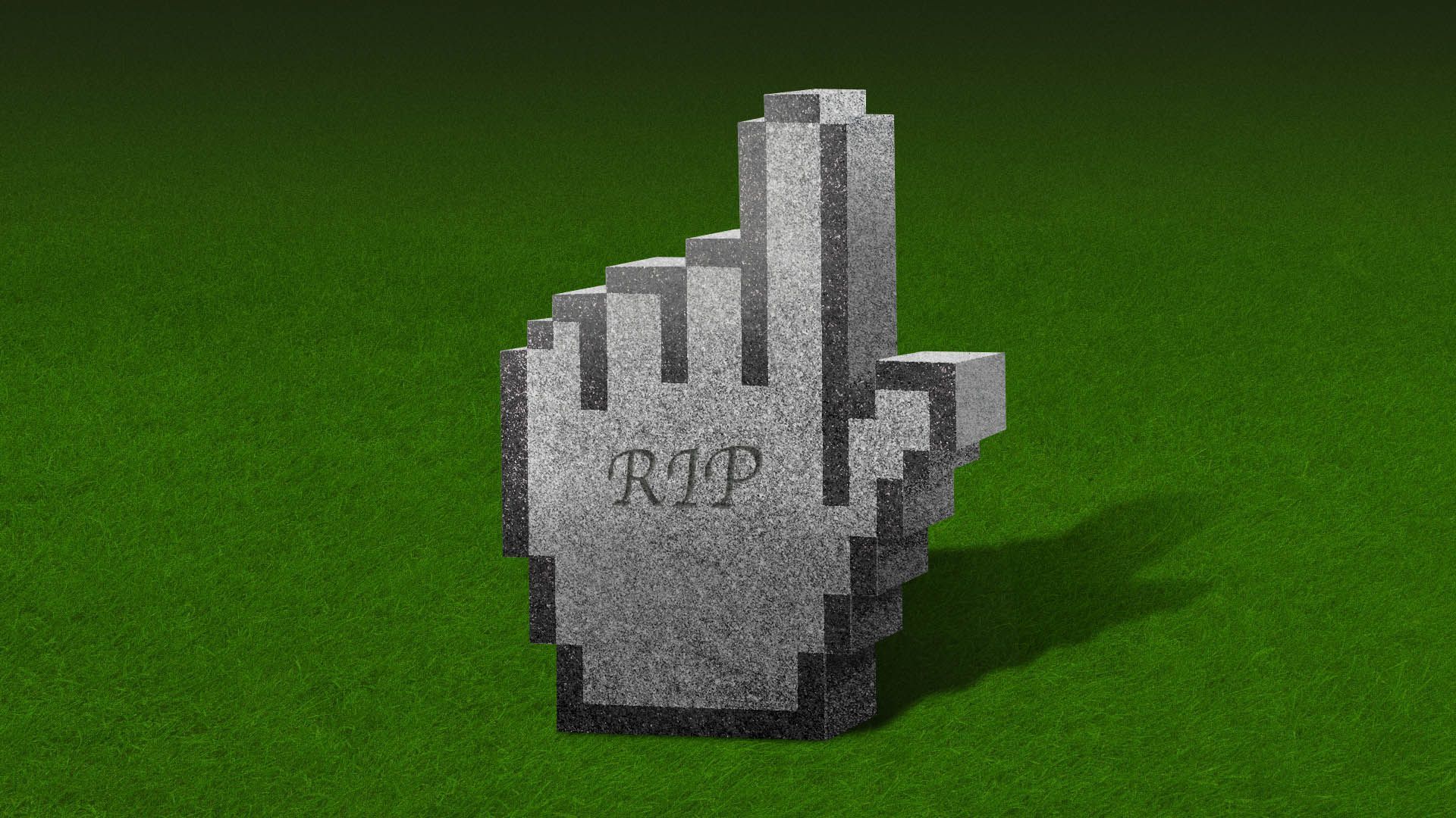 Illustration of a gravestone shaped like a cursor