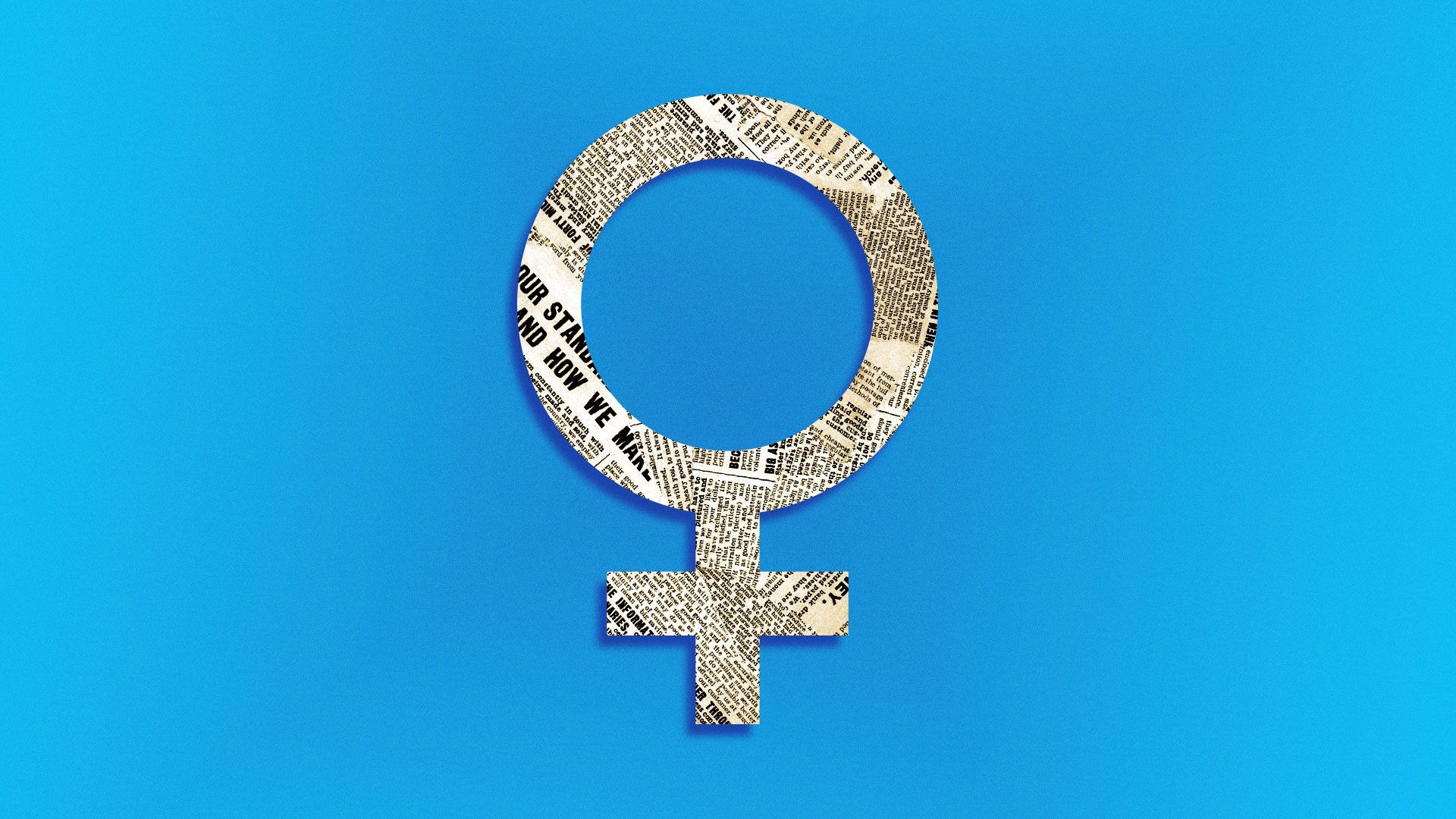 Illustration of female icon made of newspaper