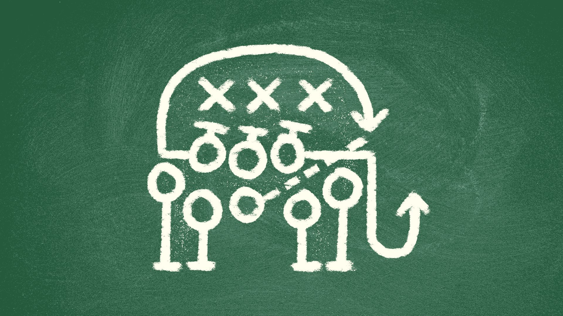 Illustration of the Republican elephant logo made out of football play diagram elements.