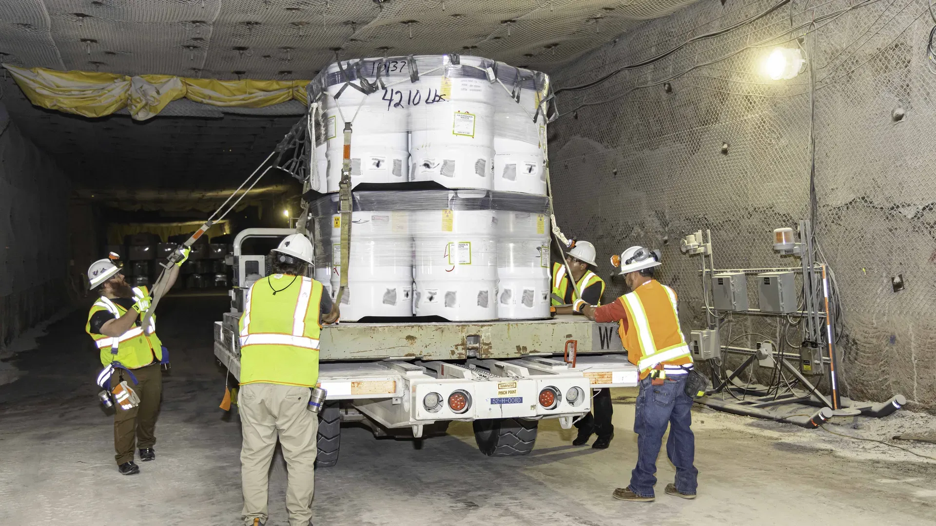 Nuclear waste drums unloaded