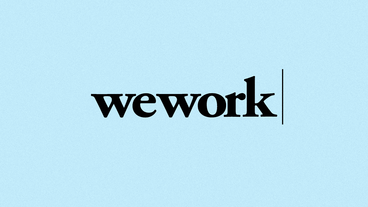 Animated GIF of WeWork logo being deleted in a word processor