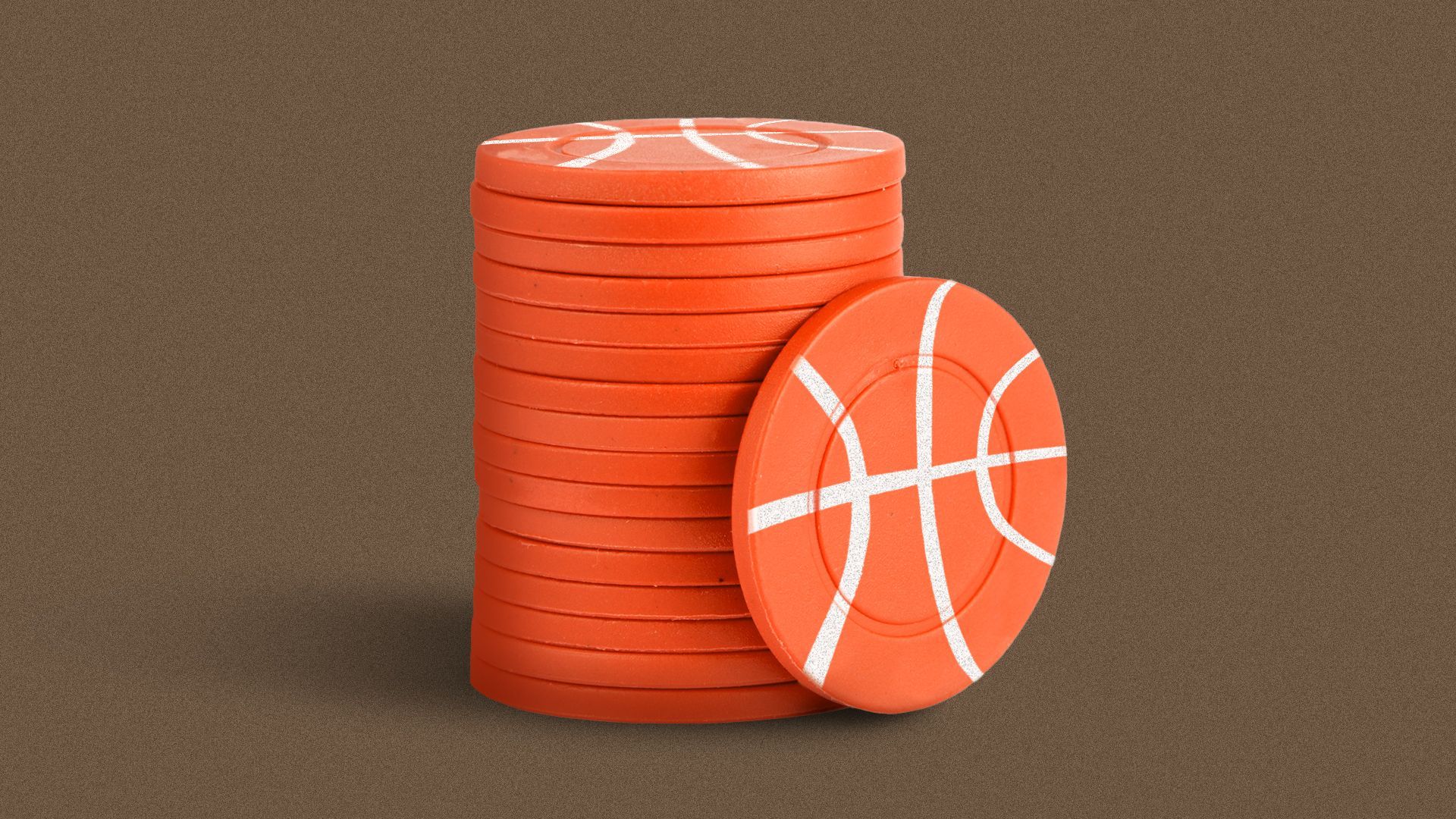 an illustration of poker chips designed to look like basketballs