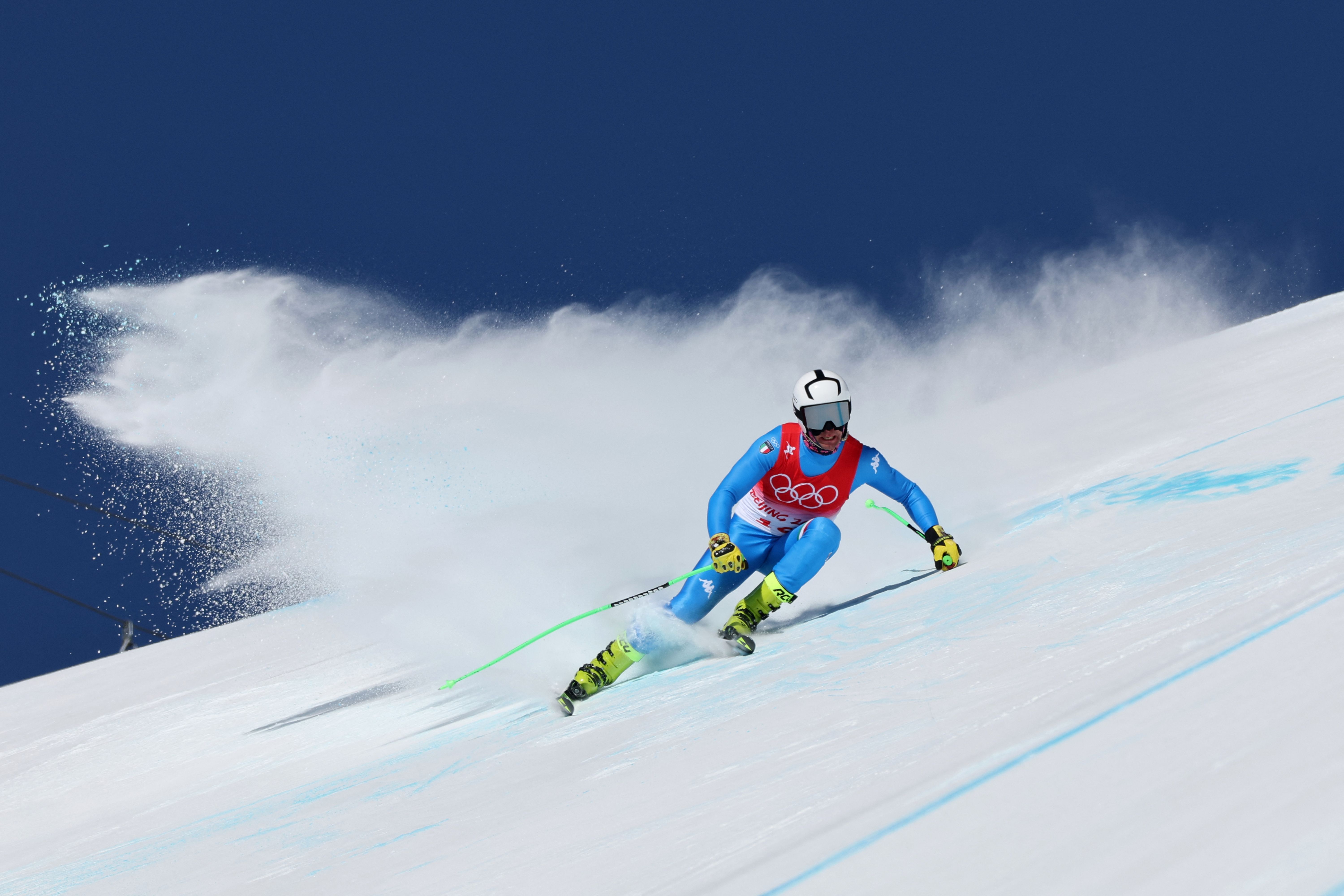 - Italy's Matteo Marsaglia takes part in the mens downhill second training session during the Beijing 2022 Winter Olympic Games at the Yanqing National Alpine Skiing Centre in Yanqing on February 4