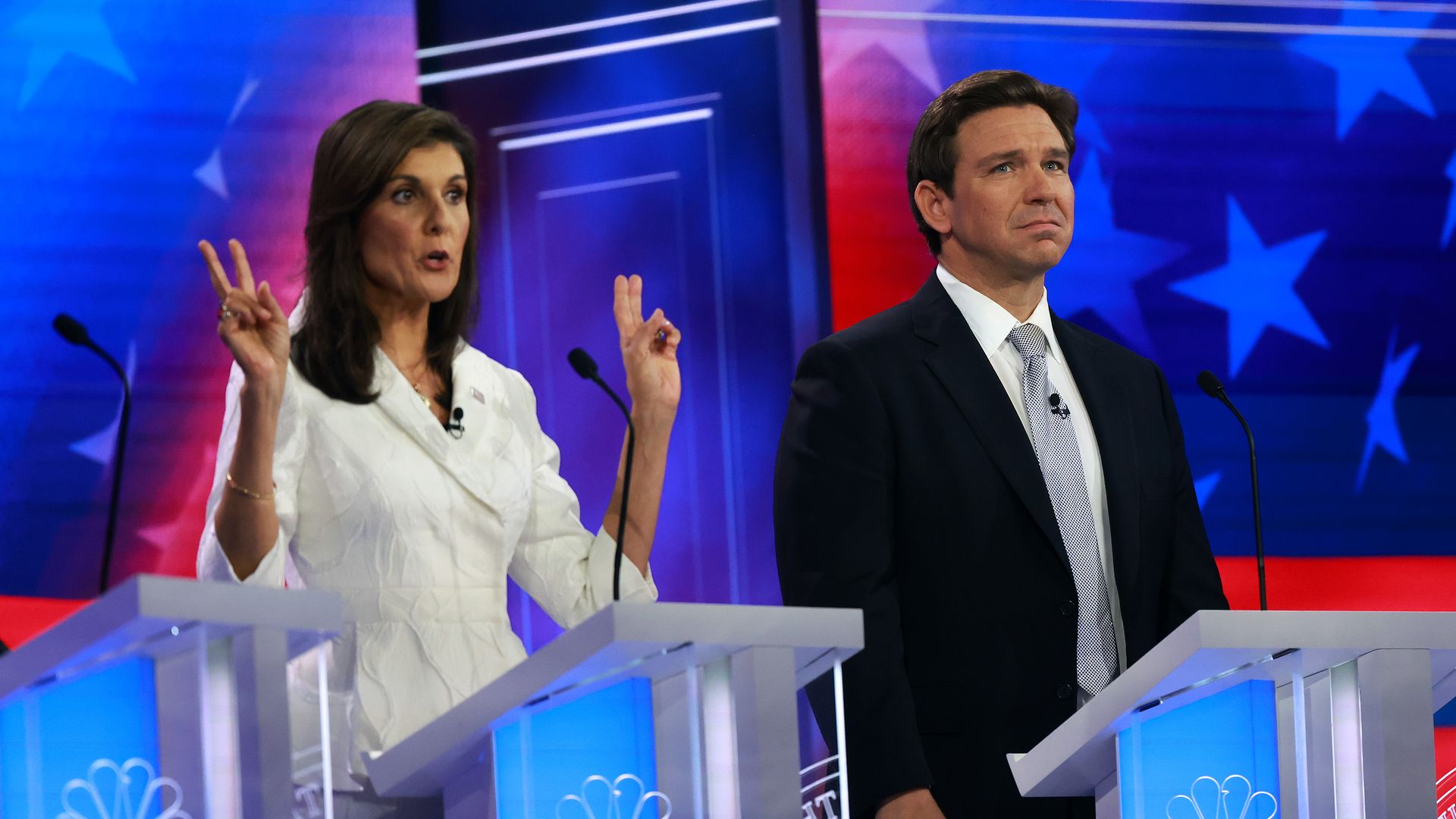 Nikki Haley and Ron DeSantis at GOP debate