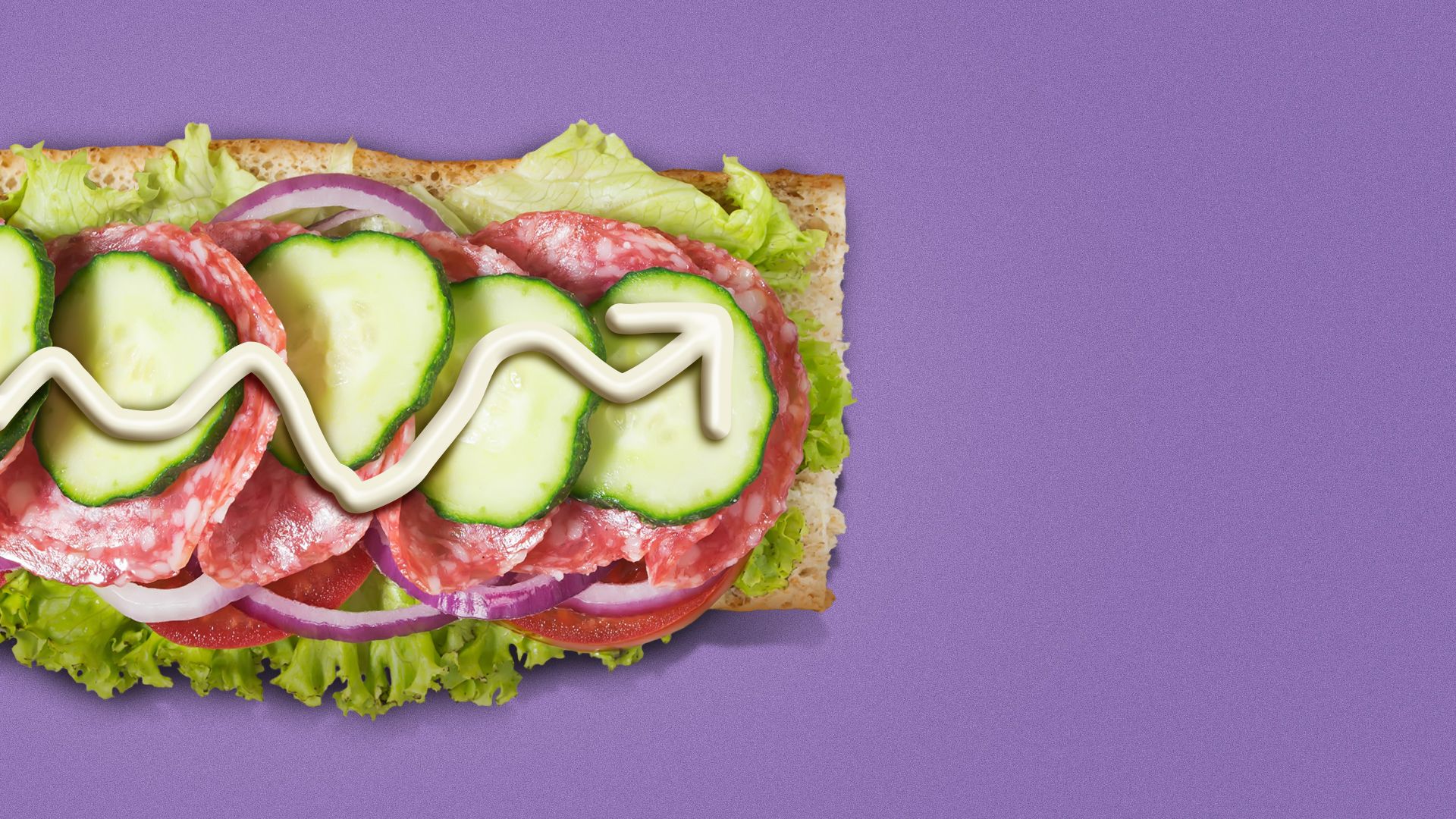 Illustration of a sandwich with an upward trending line
