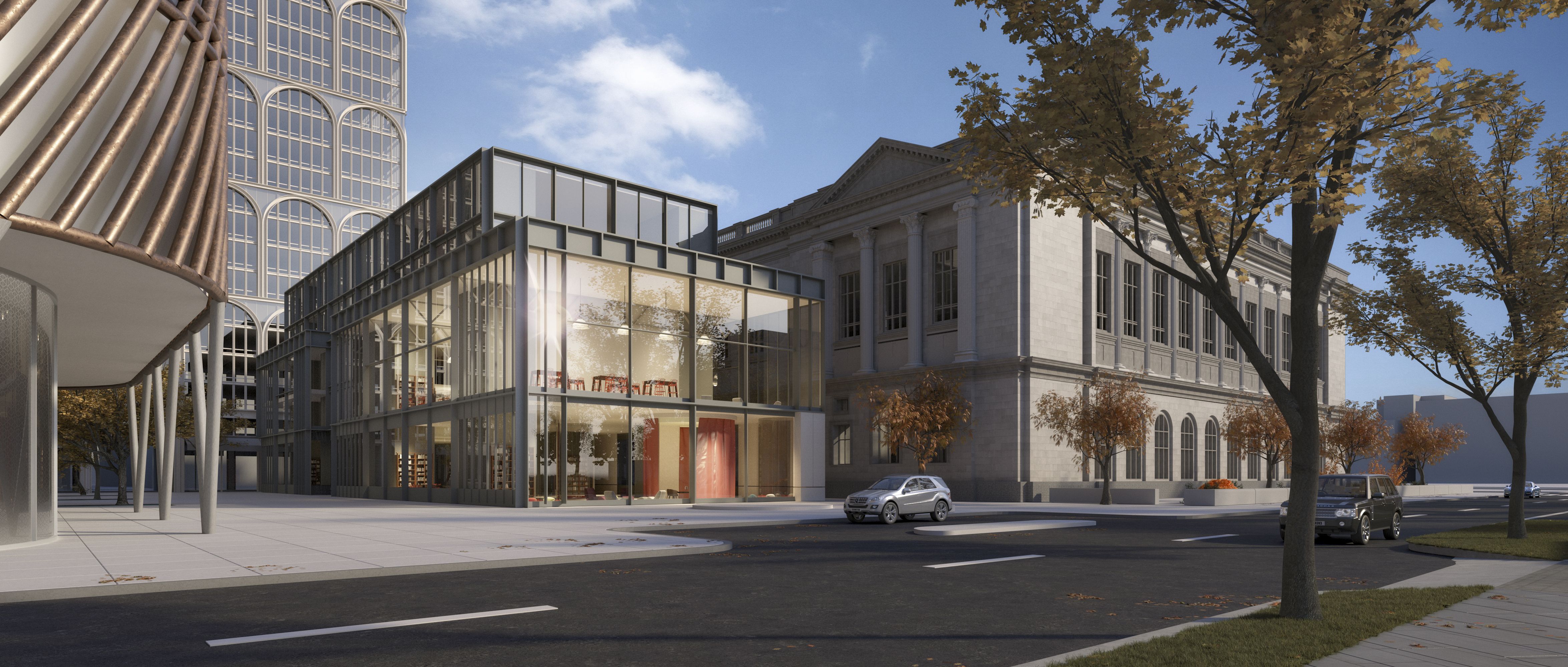 Rendering of the library at the Family Court Building. 